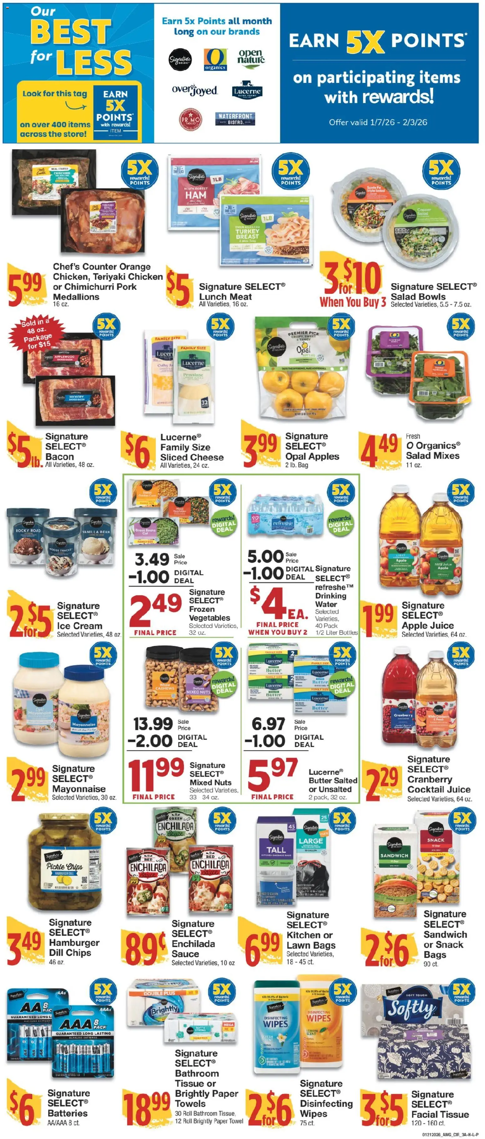 United Supermarkets Ad - valid from 20.01.2026 | Page: 3 | Products: Cheese, Juice, Mayonnaise, Bag