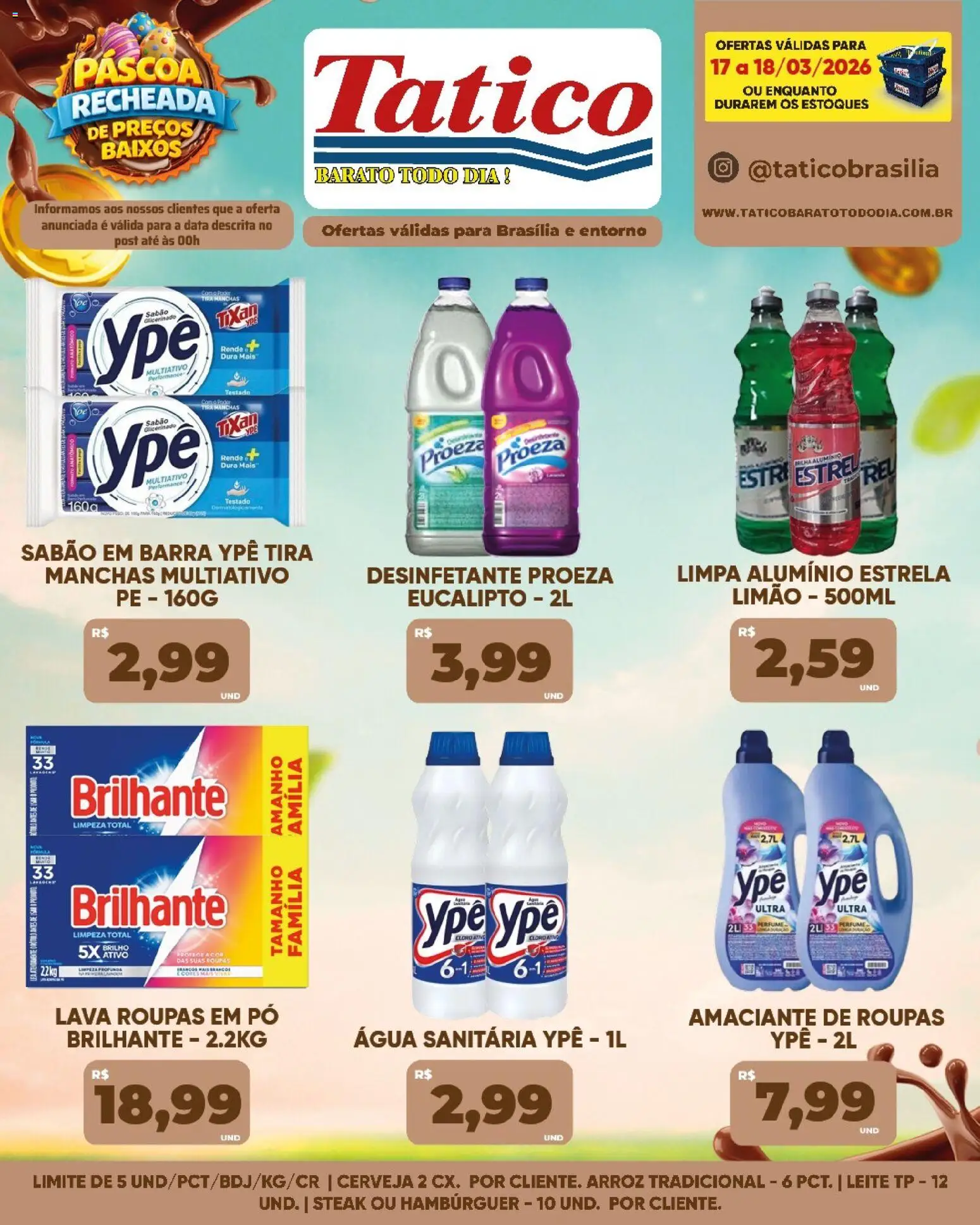 Tatico ofertas do Dia Folheto - válido de 19.03.2026 | Página: 60 | Produtos: Leite, Hambúrguer, Amaciante, Água sanitária