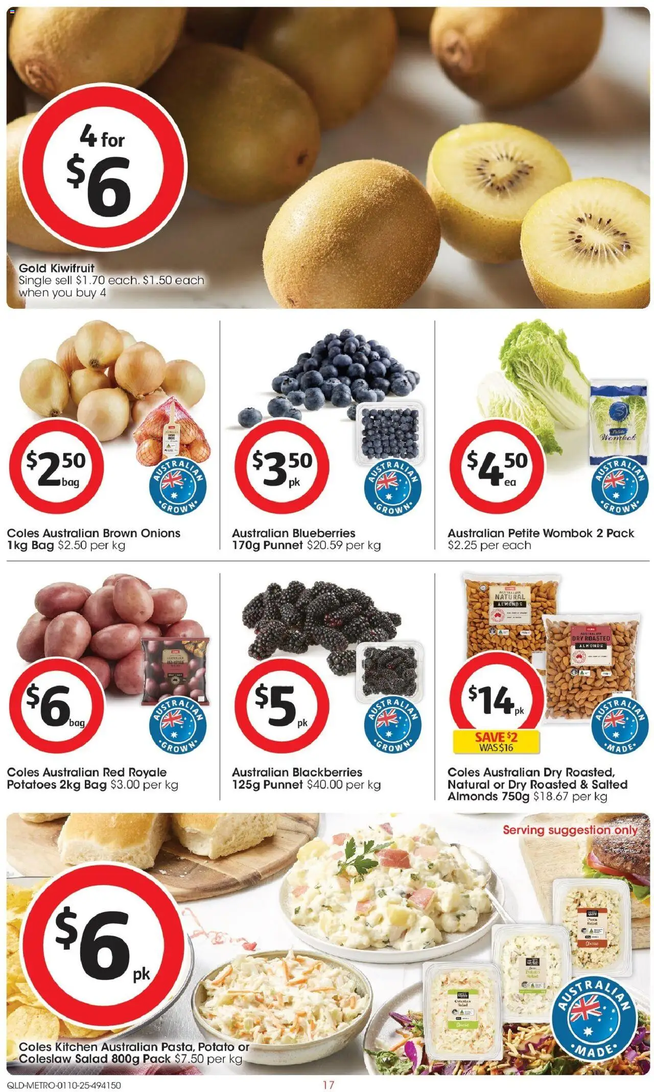 Coles catalogue - valid from 01.10.2025 | Page: 17 | Products: Almonds, Salad, Potatoes, Blueberries
