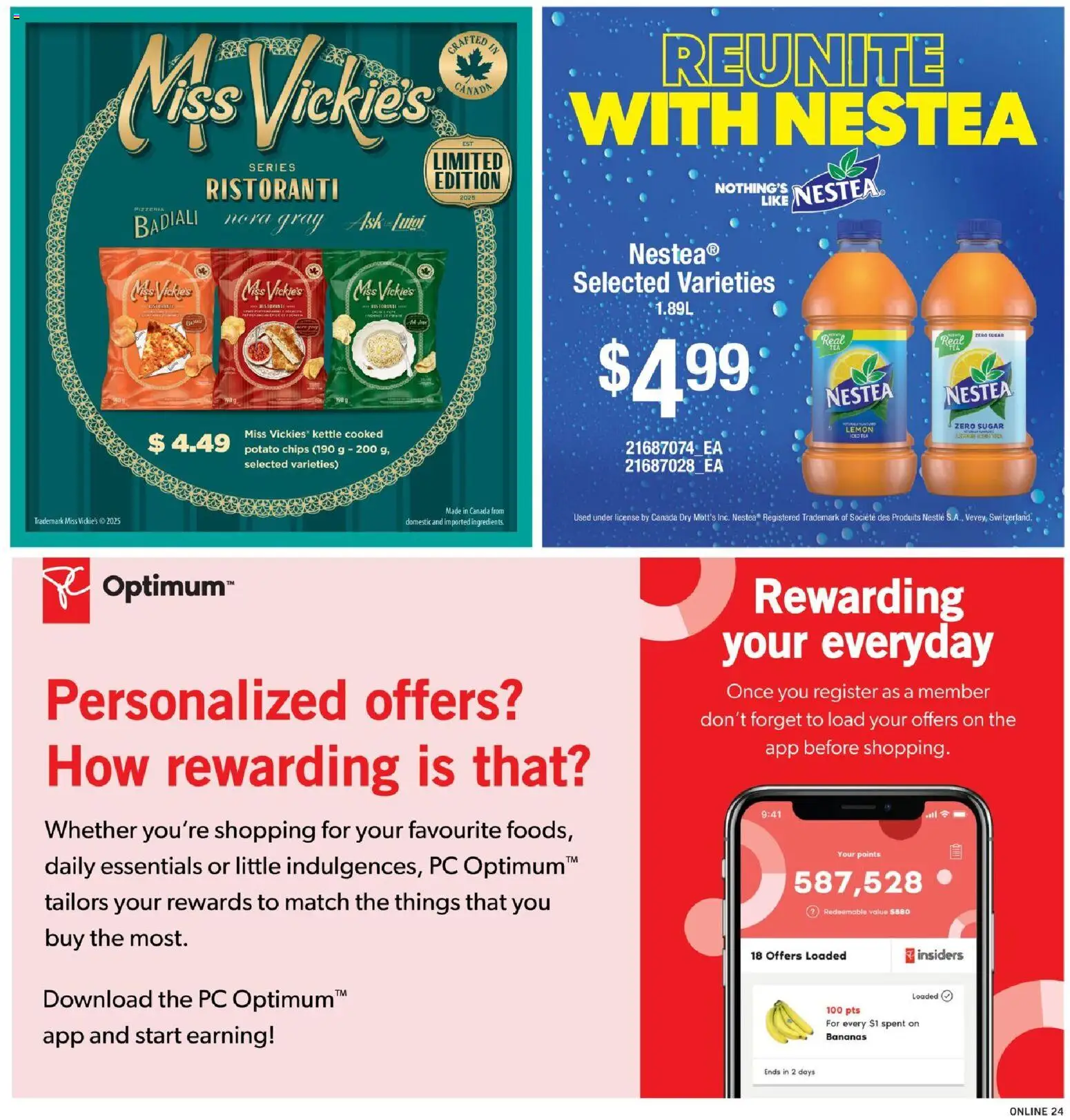 Fortinos flyer valid from 23.10.2025 | Page: 24 | Products: Chips, PC, Kettle, Bananas