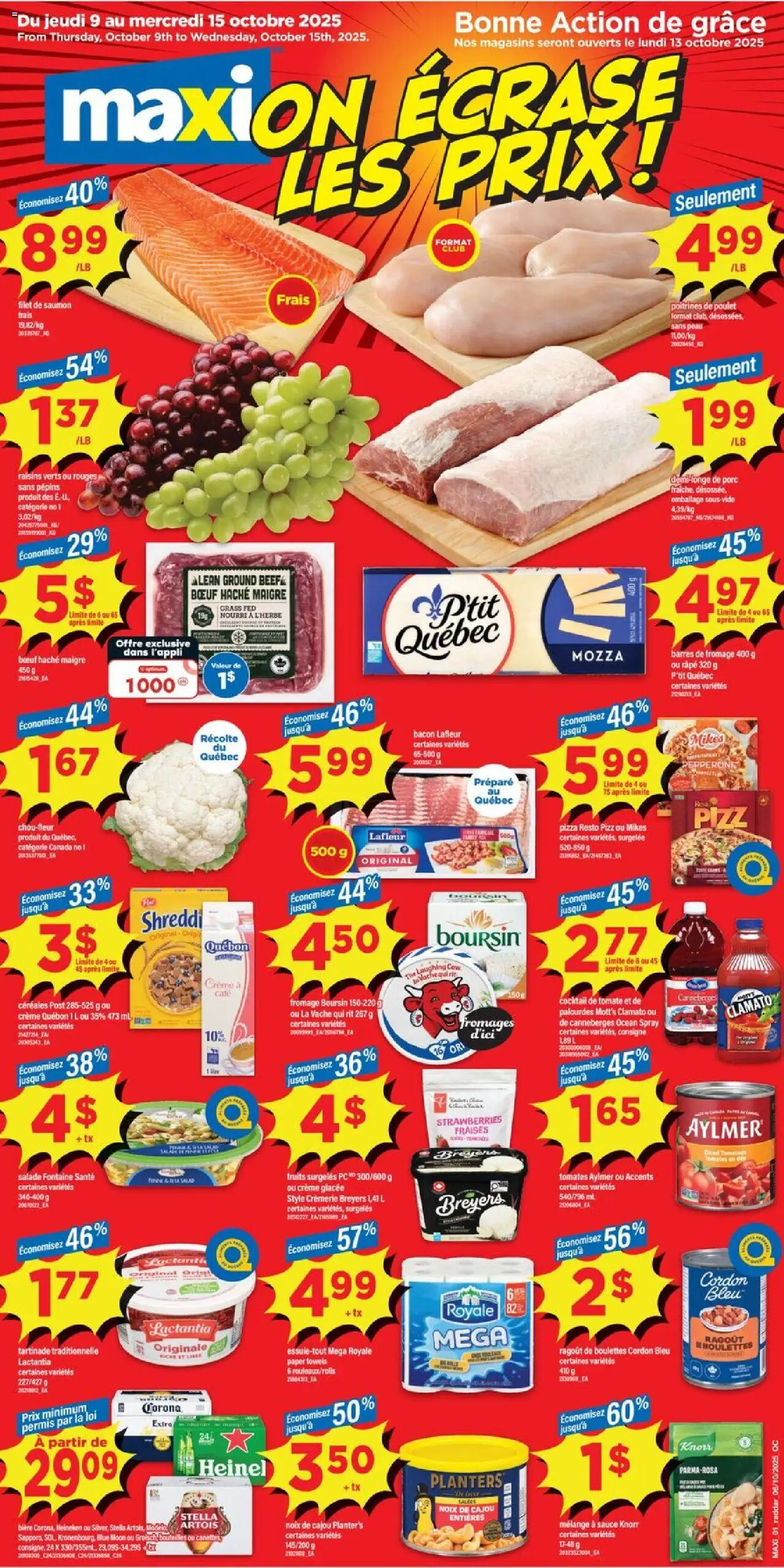 Maxi flyer valid from 09.10.2025 | Page: 1 | Products: Beef, Strawberries, Pizza, Tomatoes