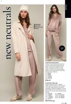 Preview of Deconstructed Jacket, Natural coloured faux-suede jacket with deconstructed styling and raw edges. Oversized relaxed fit, open front, front pockets and mid-calf length. Unlined. Polyester/spandex. Centre back length: 108 cm all sizes. Machine wash and dry. from shop Avon valid from 06.11.2025 | Page: 161 | Products: Jacket