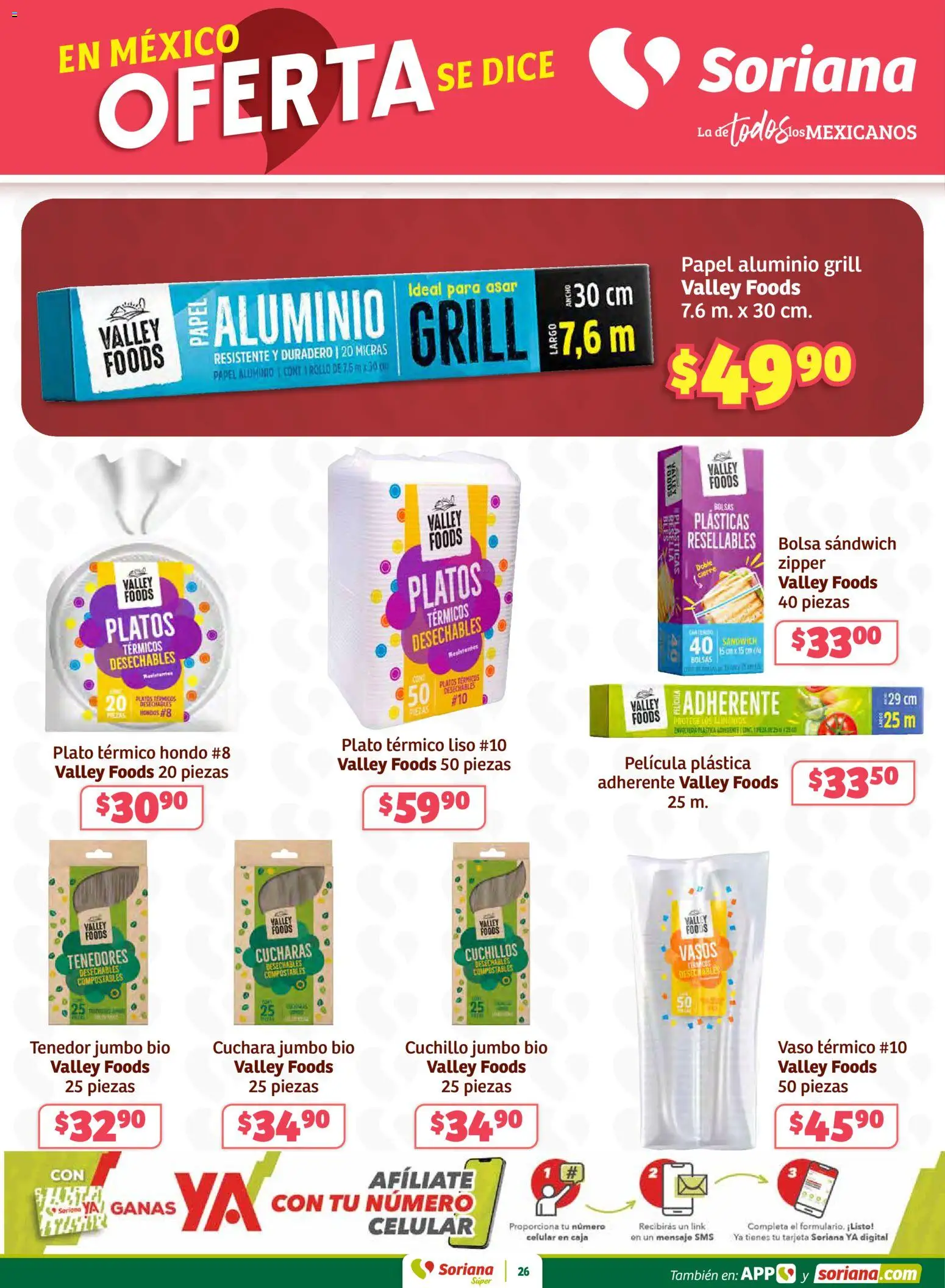 Nuevas ofertas de Soriana válidas en toda la República Mexicana desde el 27.02.2026. ¡Encuentra las mejores ofertas en Soriana Preciazazaso Súper: Ags, Col, Gto, Jal, Mich! | Página: 26 | Productos: Cuchara, Cuchillo, Caja, Vasos