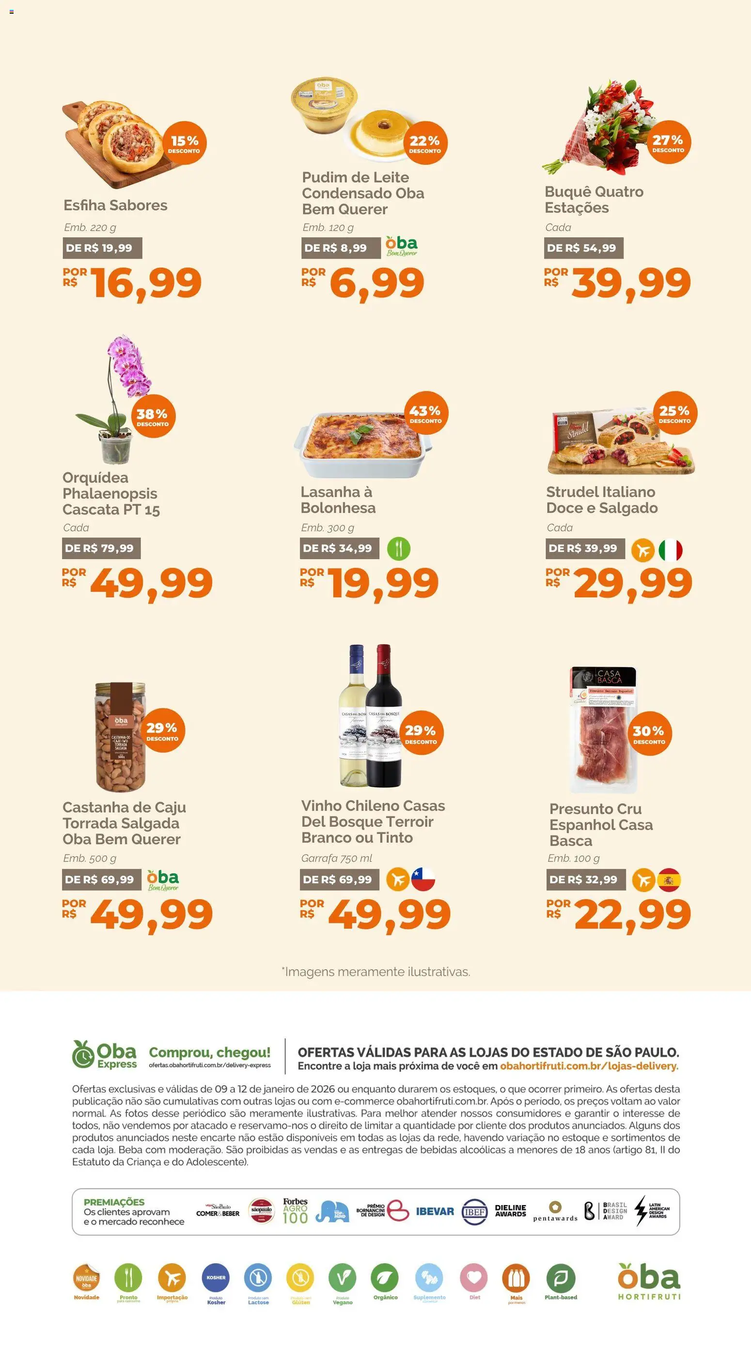 Oba Hortifruti Folheto - válido de 09.01.2026 | Página: 7 | Produtos: Caju, Castanha de caju, Leite, Presunto cru