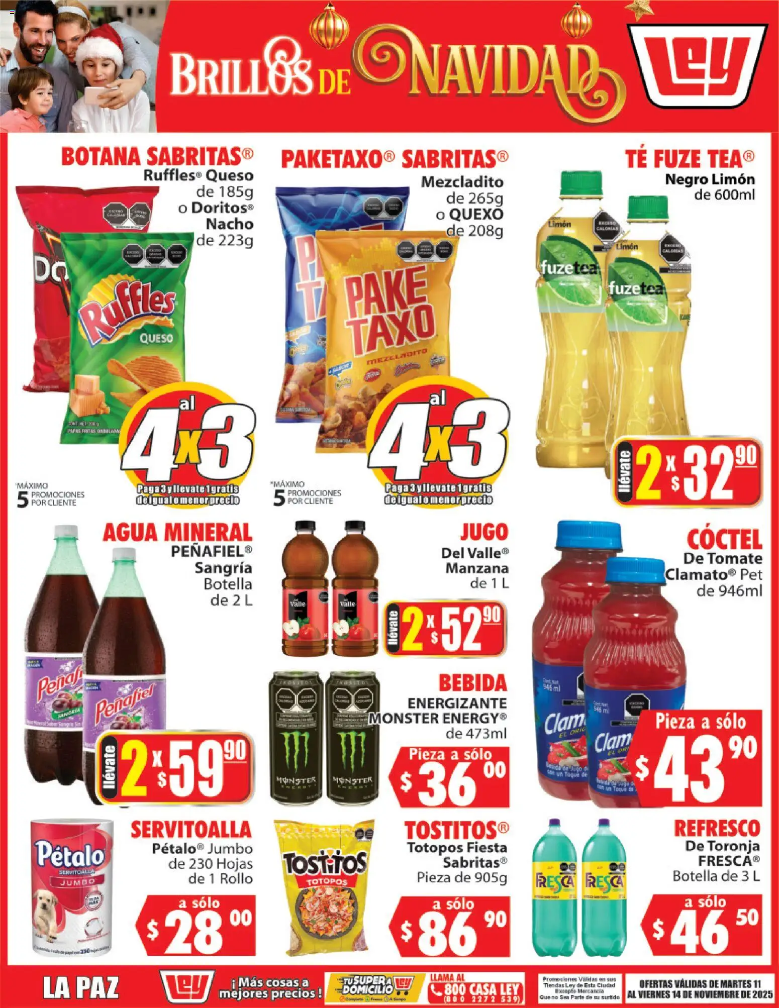 Nuevas ofertas de Casa Ley válidas en toda la República Mexicana desde el 11.11.2025. ¡Encuentra las mejores ofertas en Casa Ley folleto Brillos de Navidad! | Página: 3 | Productos: Limón, Queso, Jugo, Té