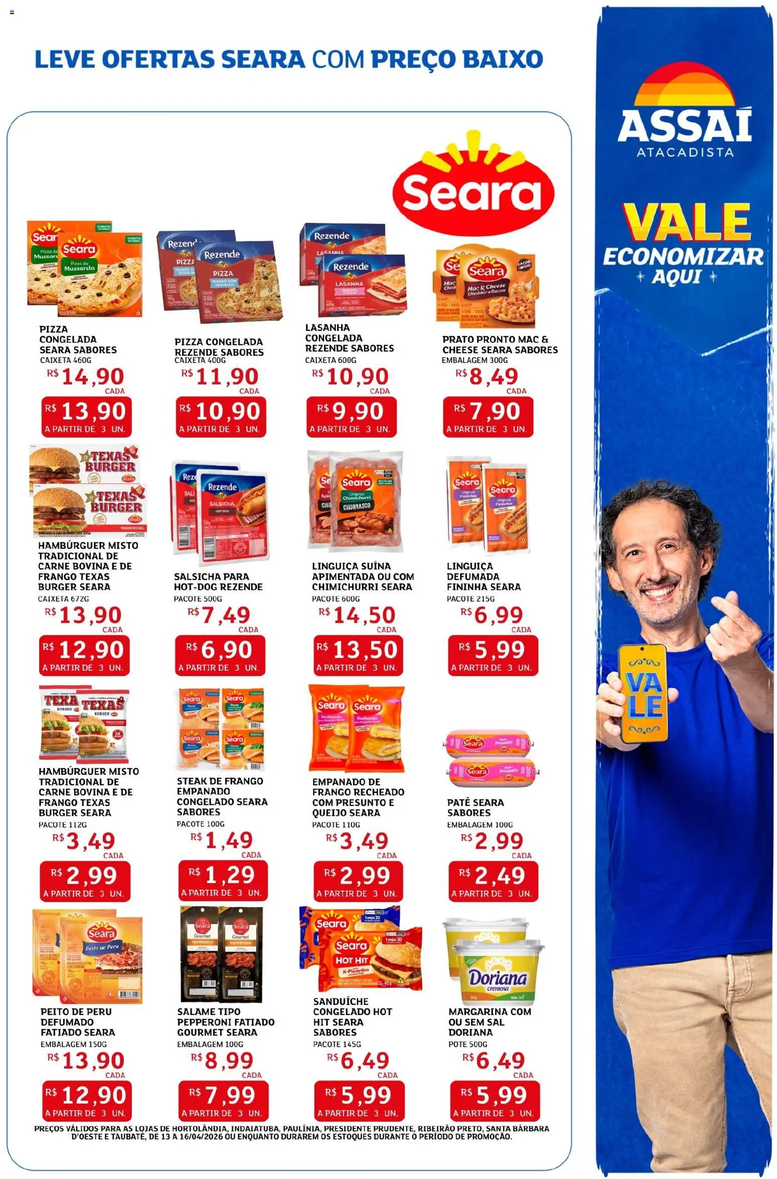 Assaí Atacadista Folheto - válido de 13.04.2026 | Página: 3 | Produtos: Presunto, Lasanha, Frango, Mussarela