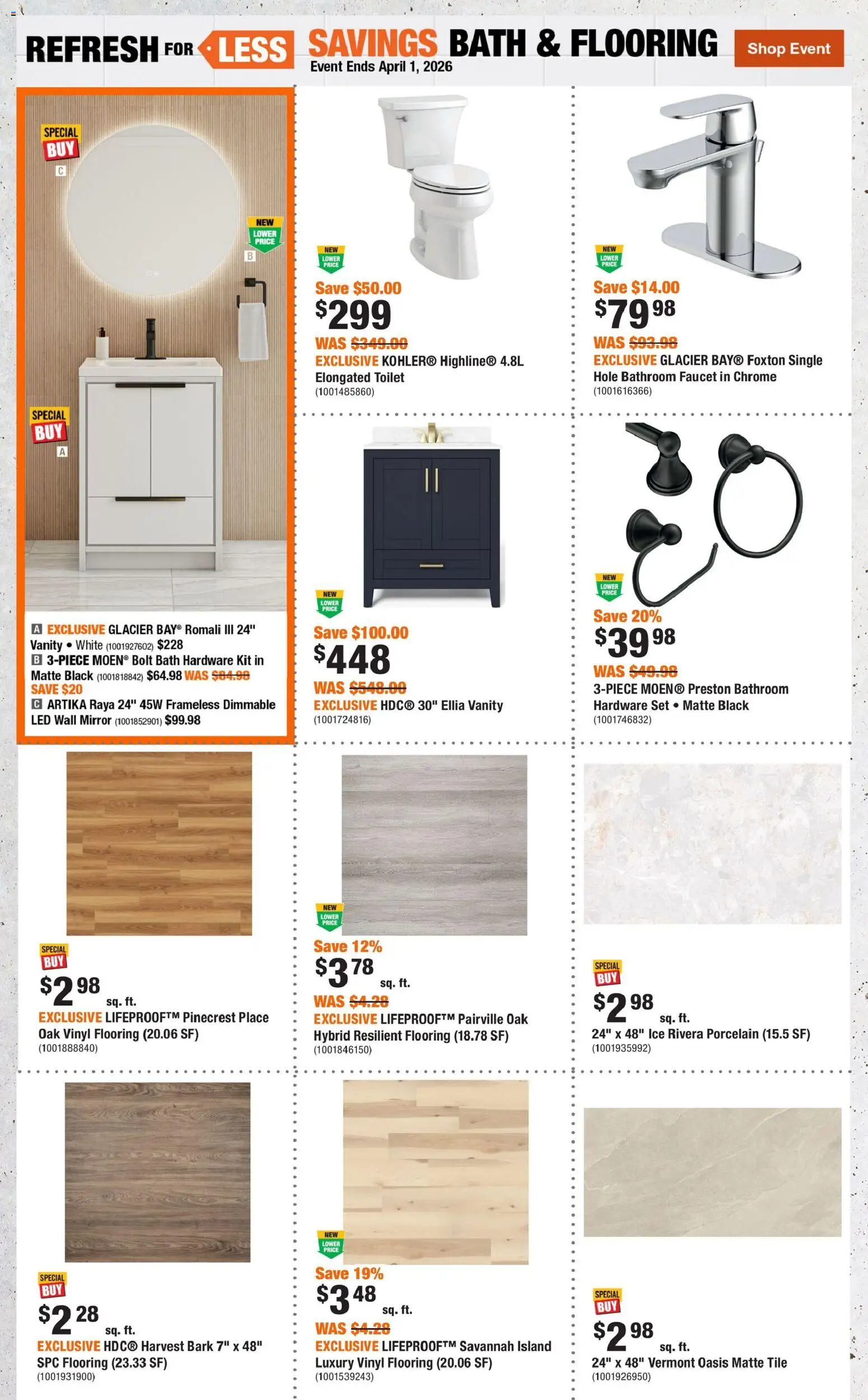Home Depot flyer valid from 26.02.2026 | Page: 4 | Products: Bath, Mirror