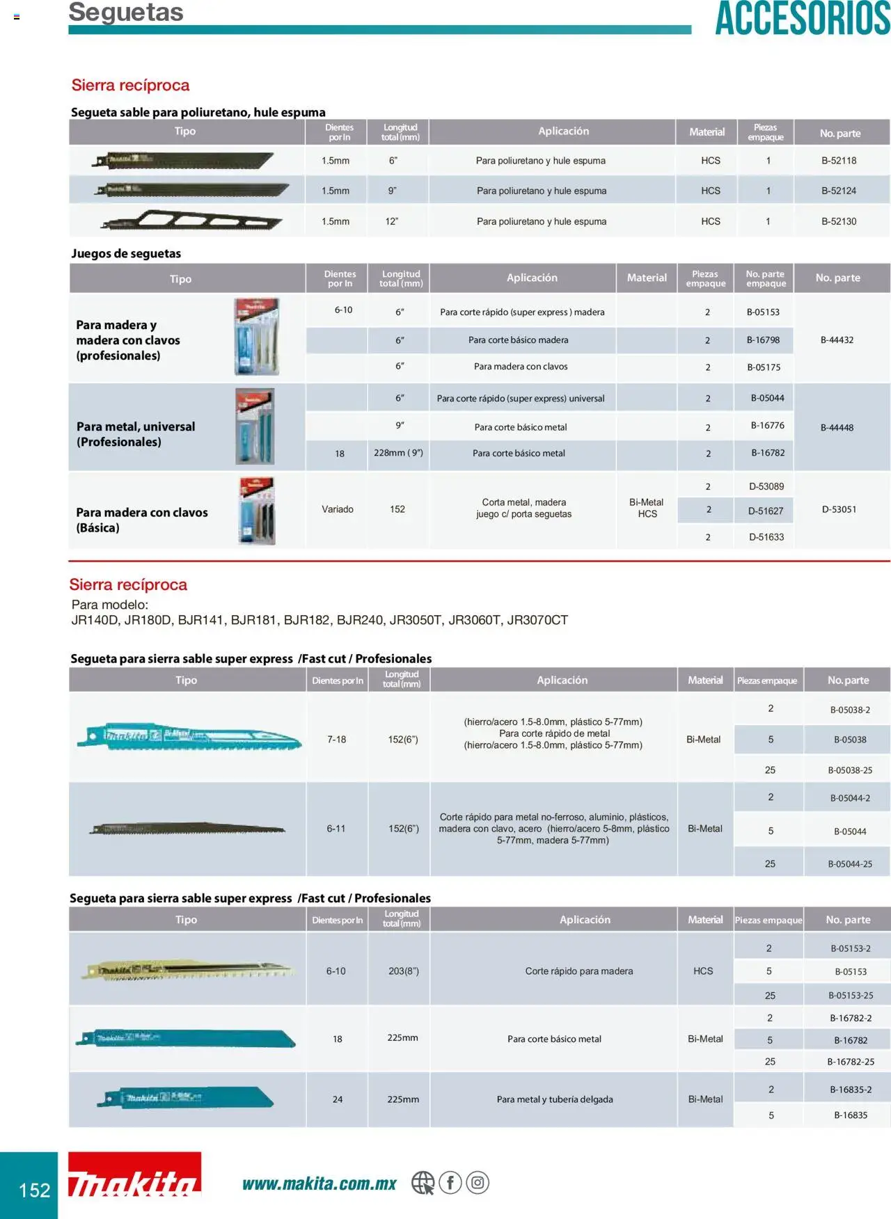 Nuevas ofertas de Makita válidas en toda la República Mexicana desde el 08.07.2024. ¡Encuentra las mejores ofertas en Makita catálogo Accesorios! | Página: 152 | Productos: Espuma, Juego, Sierra