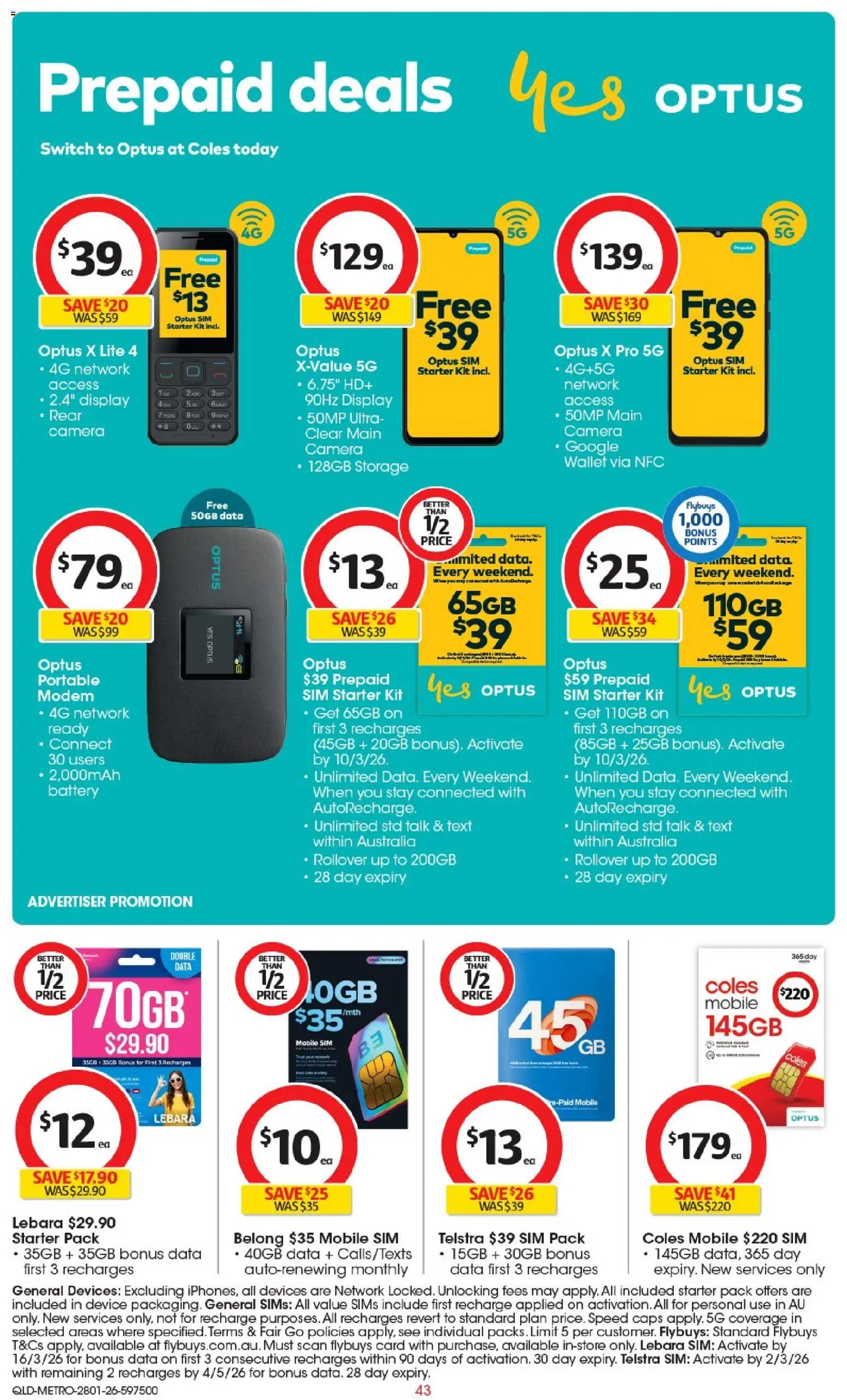 Coles catalogue - valid from 28.01.2026 | Page: 44 | Products: Battery, Wallet, Portable, Mobile