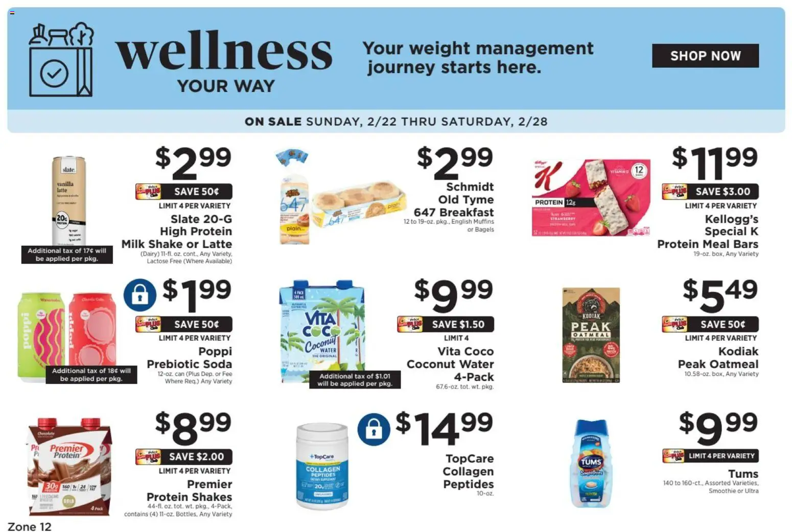 ShopRite Shop Wellness - valid from 19.02.2026 | Page: 1 | Products: Vitamin, Milk, Water, Weight