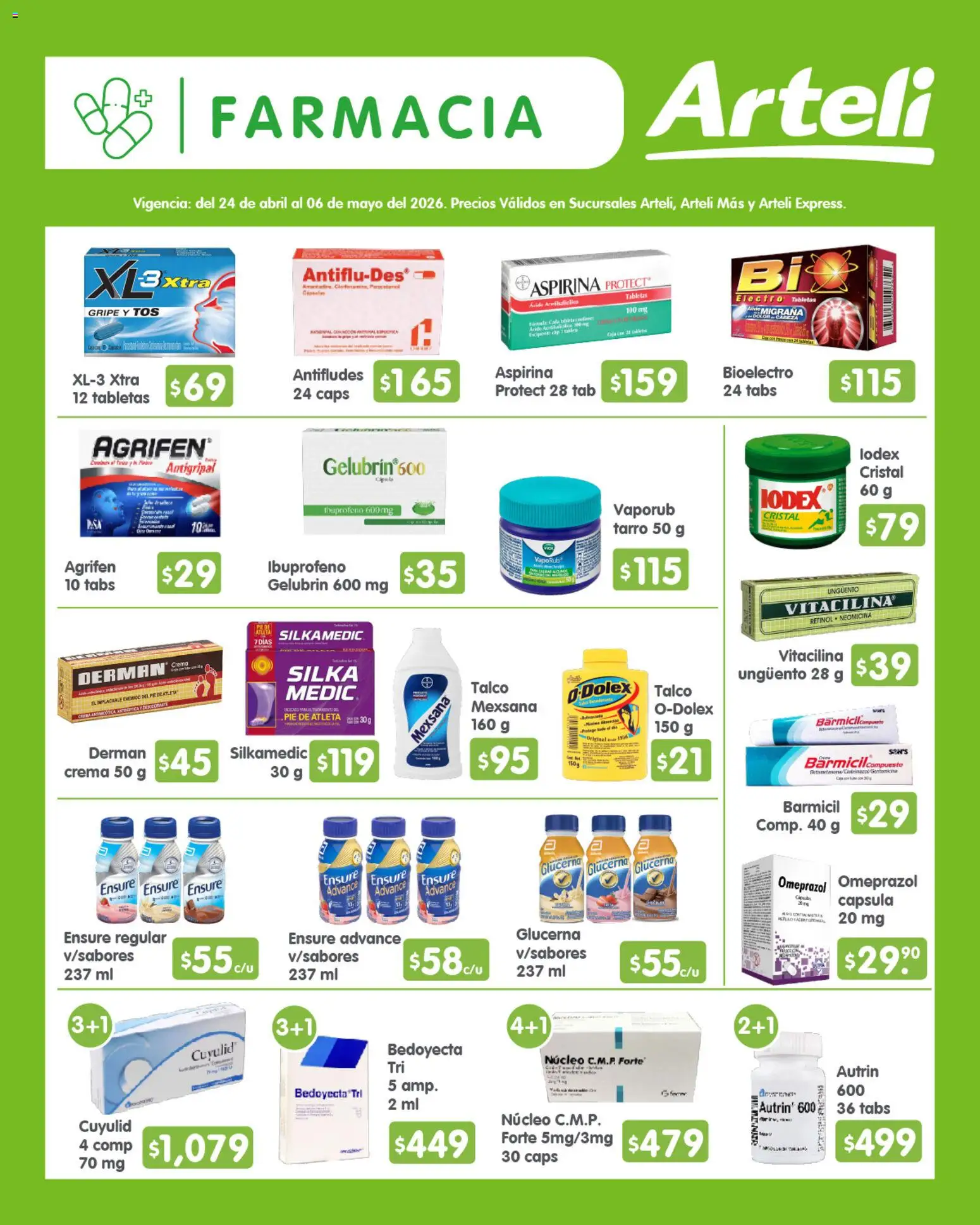Nuevas ofertas de Arteli válidas en toda la República Mexicana desde el 24.04.2026. ¡Encuentra las mejores ofertas en Arteli folleto Quincenal! | Página: 11 | Productos: Crema, Antigripal, Caja