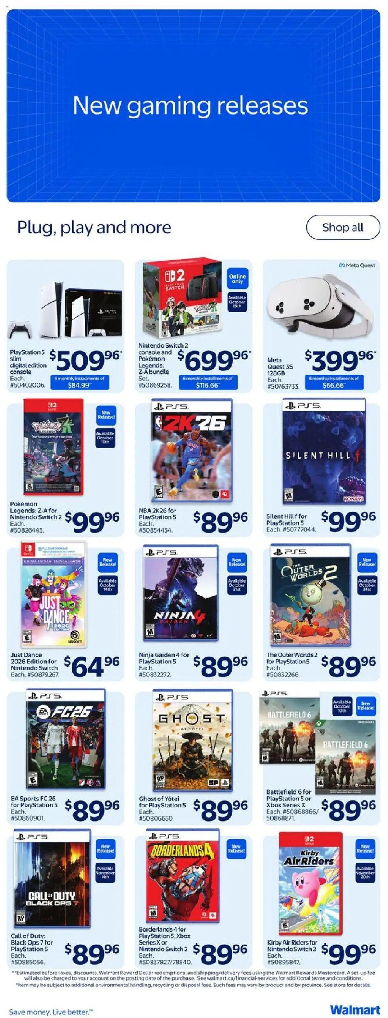 Walmart flyer valid from 09.10.2025 | Page: 20 | Products: Playstation, Xbox