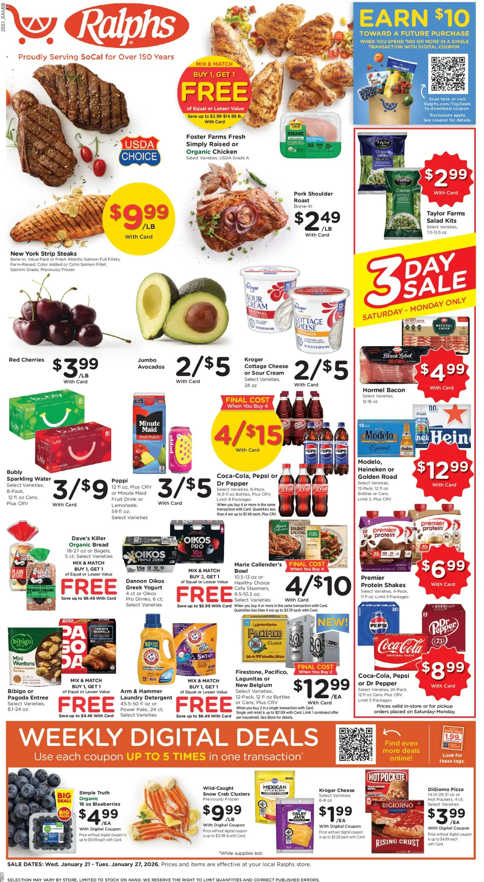 Ralphs Weekly Ad - valid from 21.01.2026 | Page: 1 | Products: Bread, Cream, Cottage cheese, Pepper