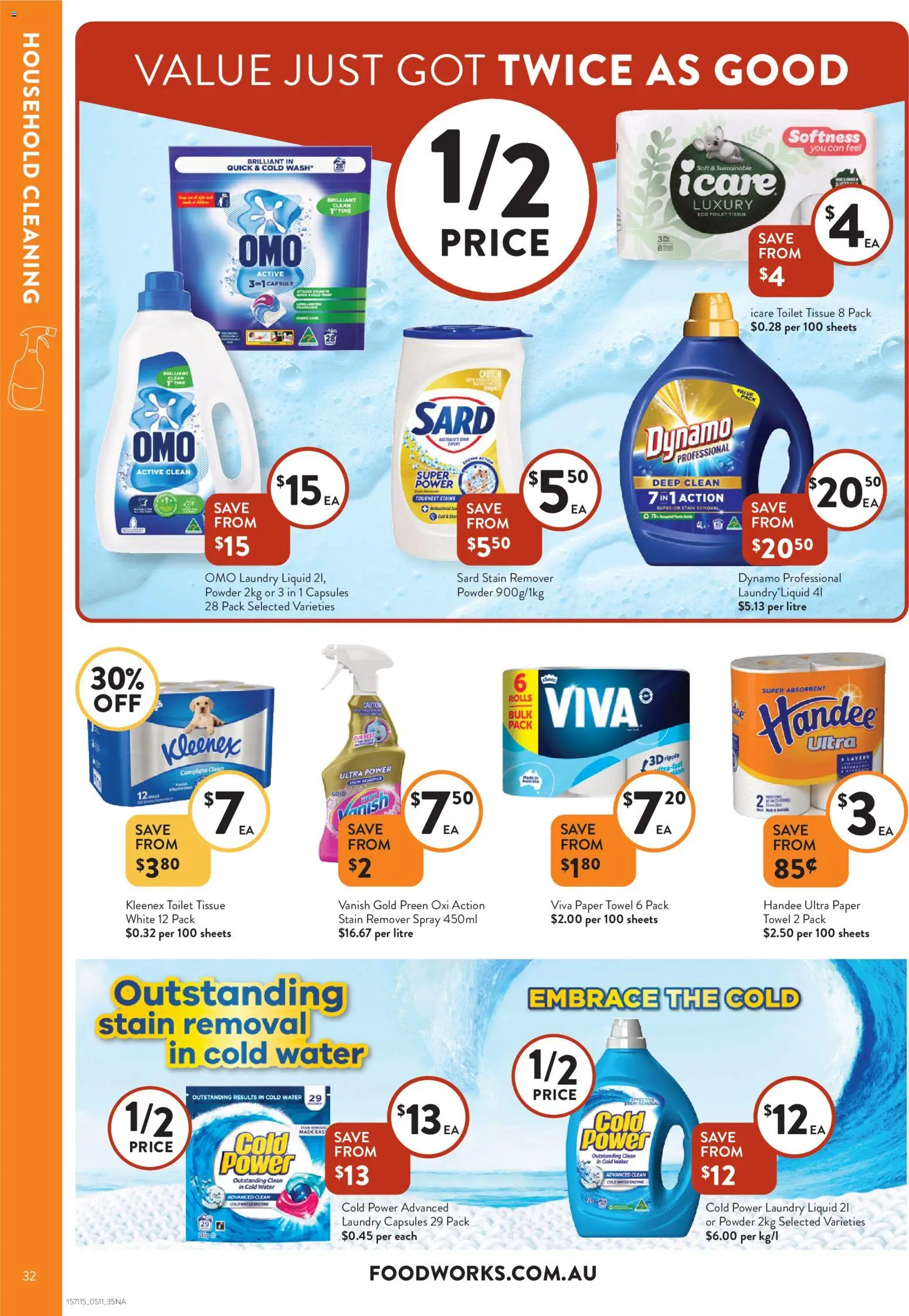 Foodworks catalogue - valid from 05.11.2025 | Page: 32 | Products: Powder, Stain remover, Water, Laundry