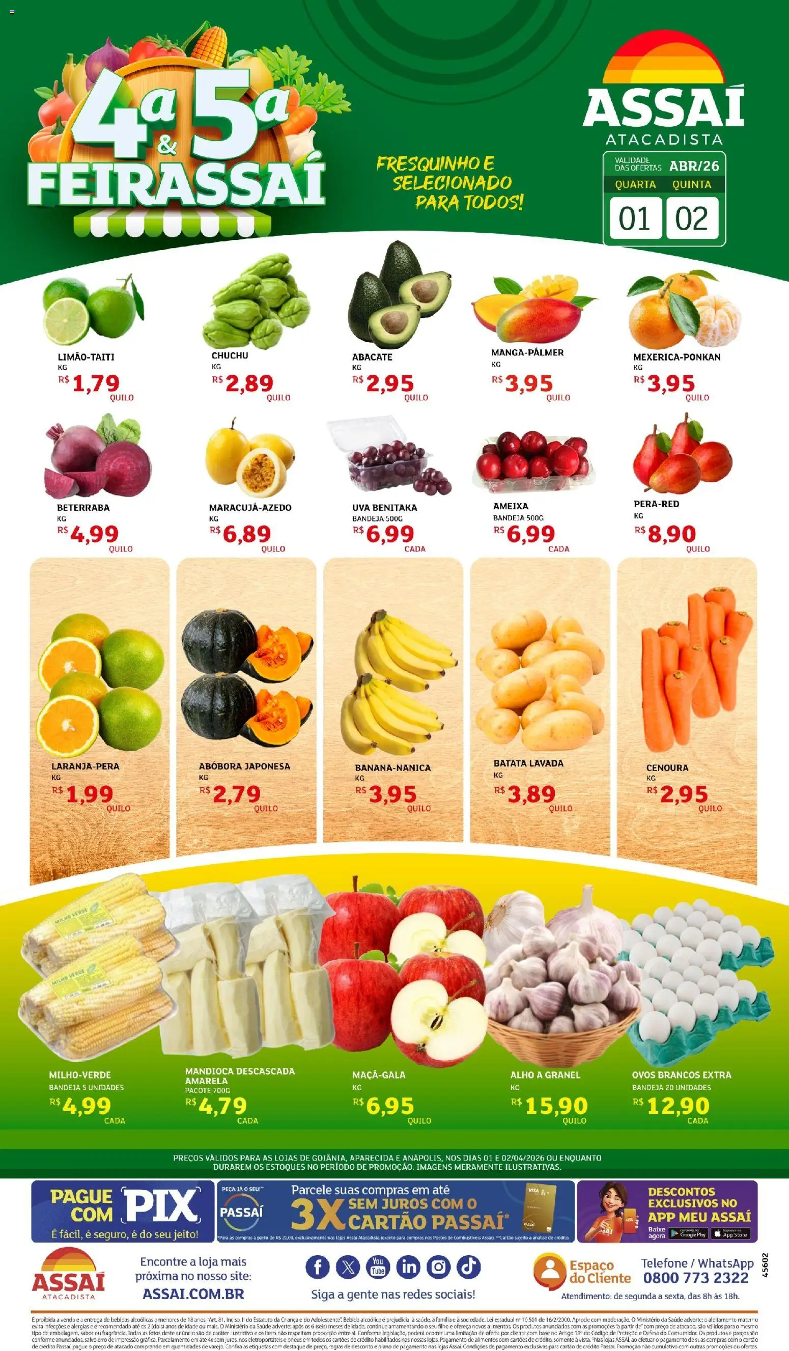 Assaí Atacadista Folheto - válido de 02.04.2026 | Página: 1 | Produtos: Abóbora, Mandioca, Cenoura, Batata