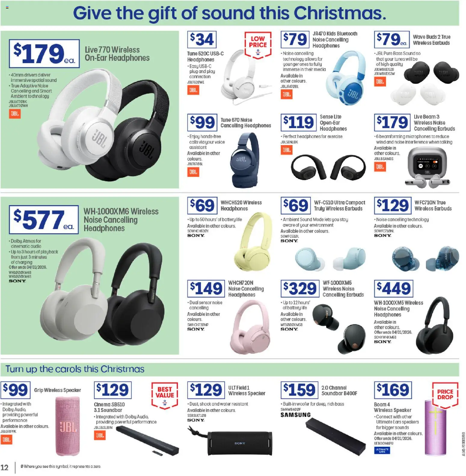Officeworks catalogue - valid from 04.12.2025 | Page: 12 | Products: Water, Audio, Headphones, Speaker