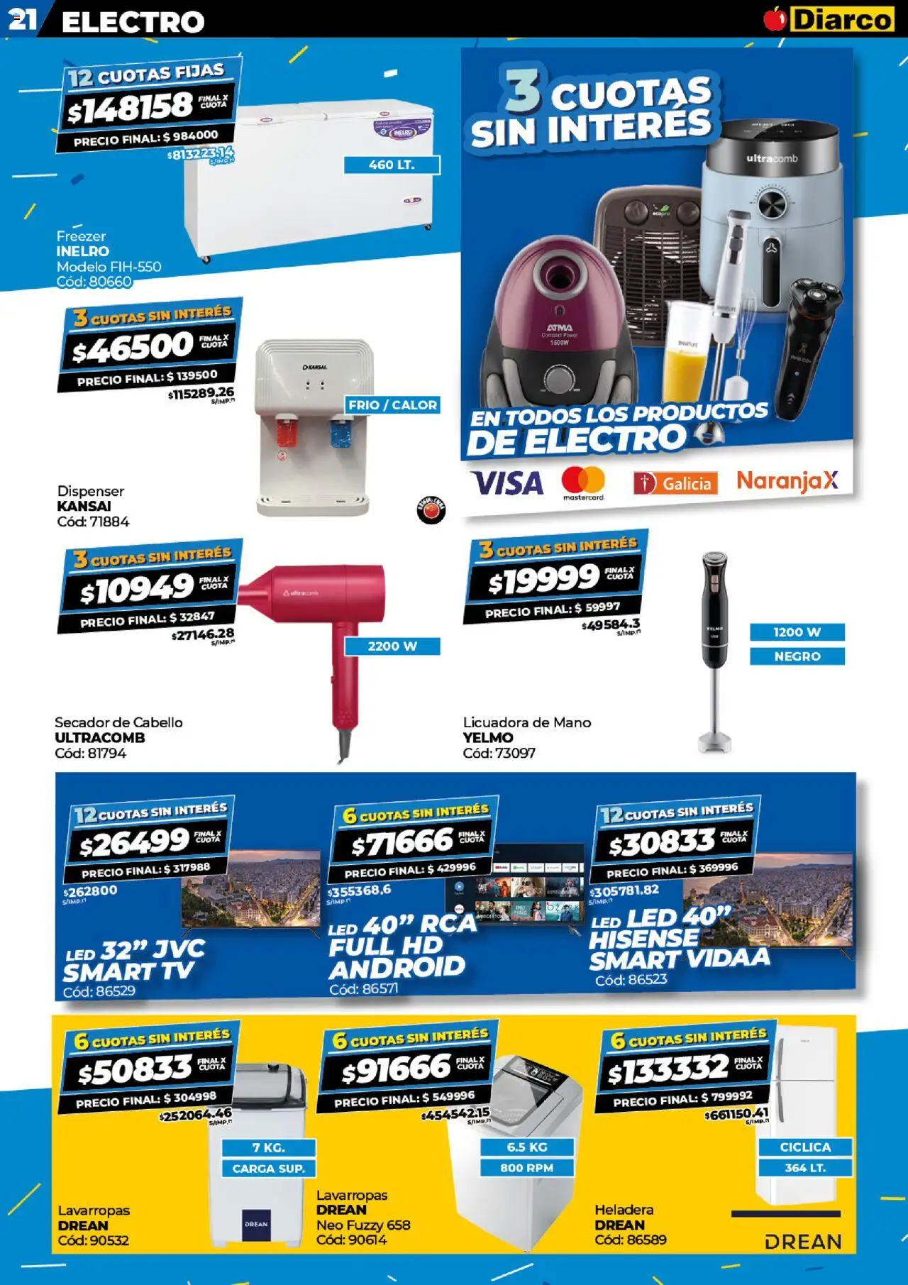 Diarco ofertas │ válido desde el 15.09.2025 | Página: 21 | Productos: Lavarropas, Heladera, Freezer, Licuadora