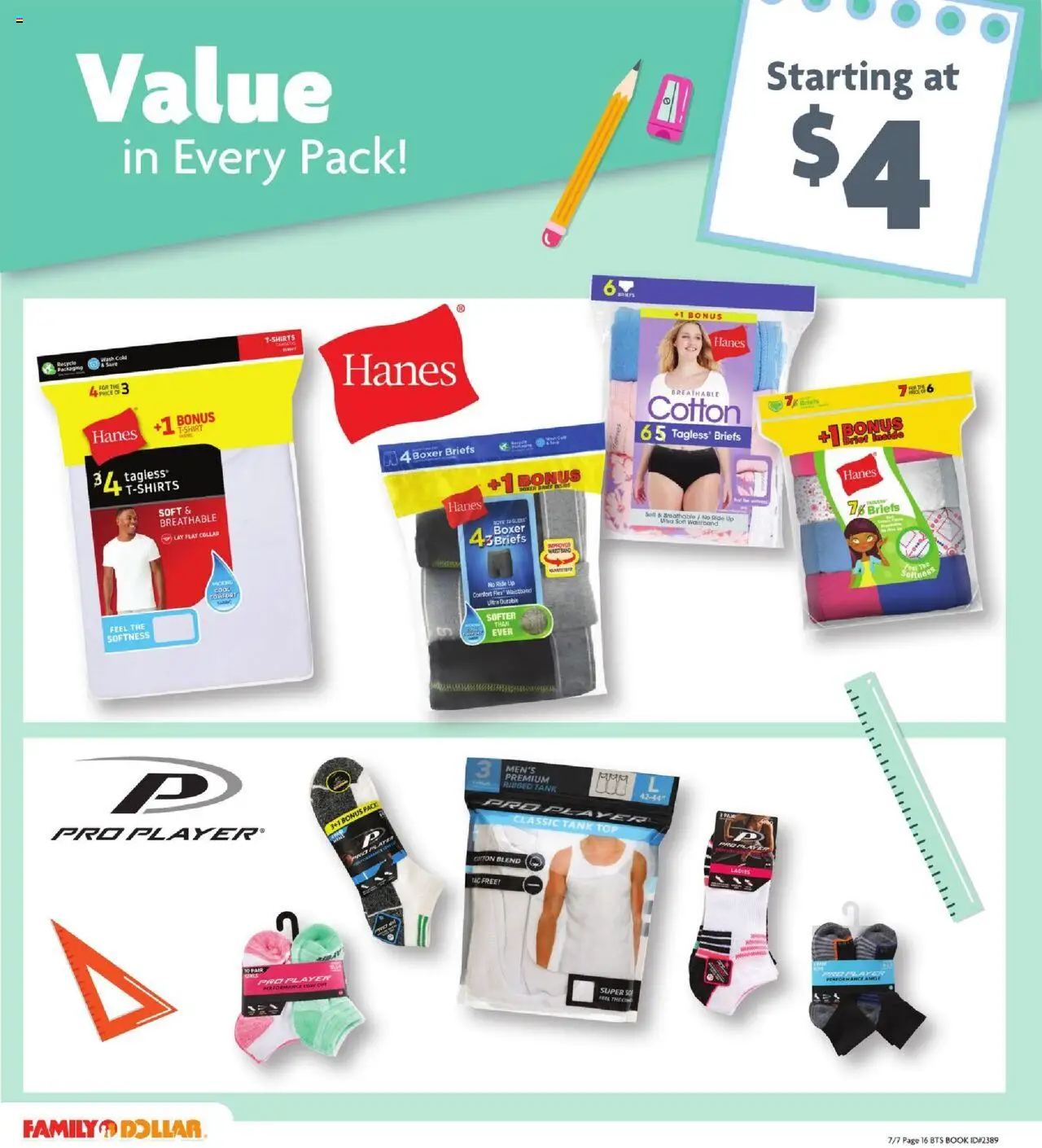 Family Dollar Back to School - valid from 07.07.2025 | Page: 9 | Products: Tank top, Briefs, Player