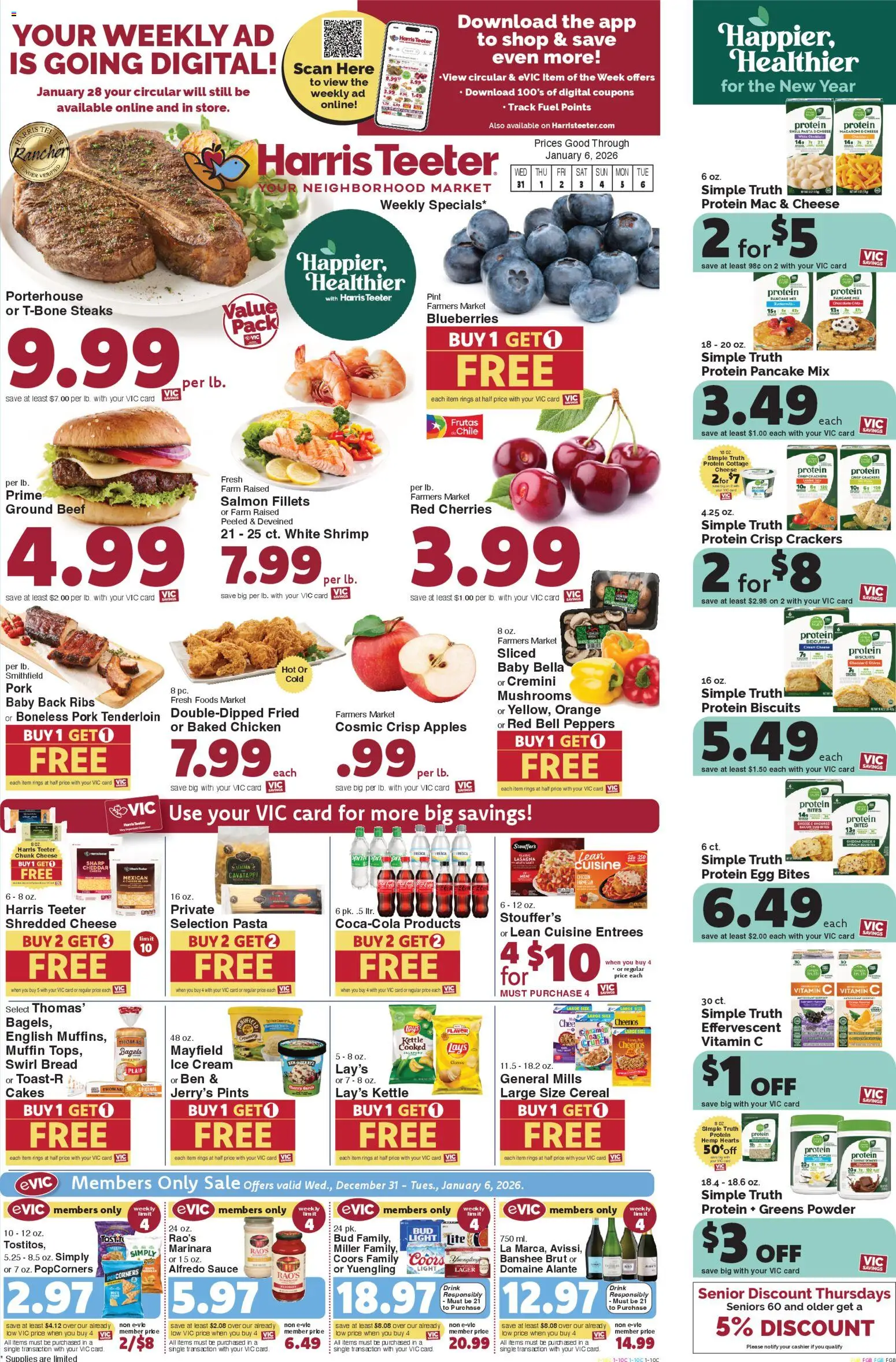 Harris Teeter Weekly Ad - valid from 31.12.2025 | Page: 1 | Products: Cherries, Cheese, Apples, Pasta