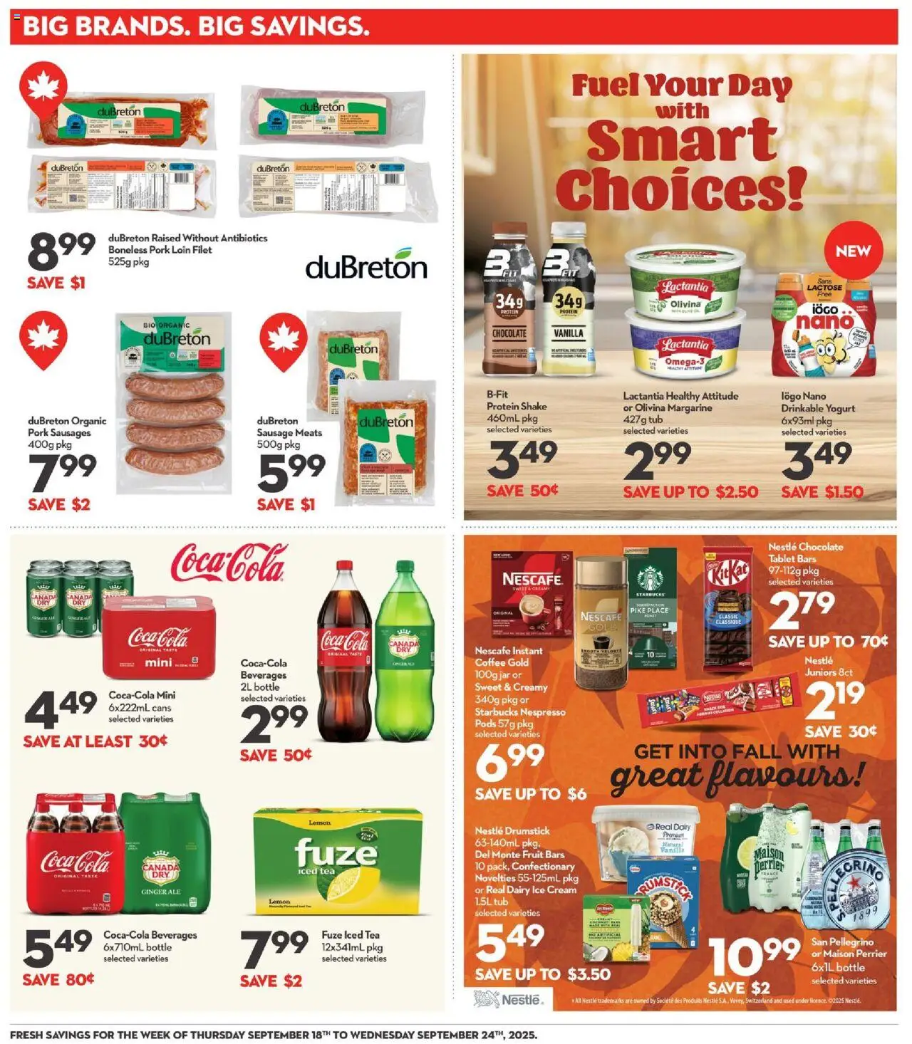 Longo's flyer valid from 18.09.2025 | Page: 20 | Products: Tablet, Yogurt, Chocolate, Pork