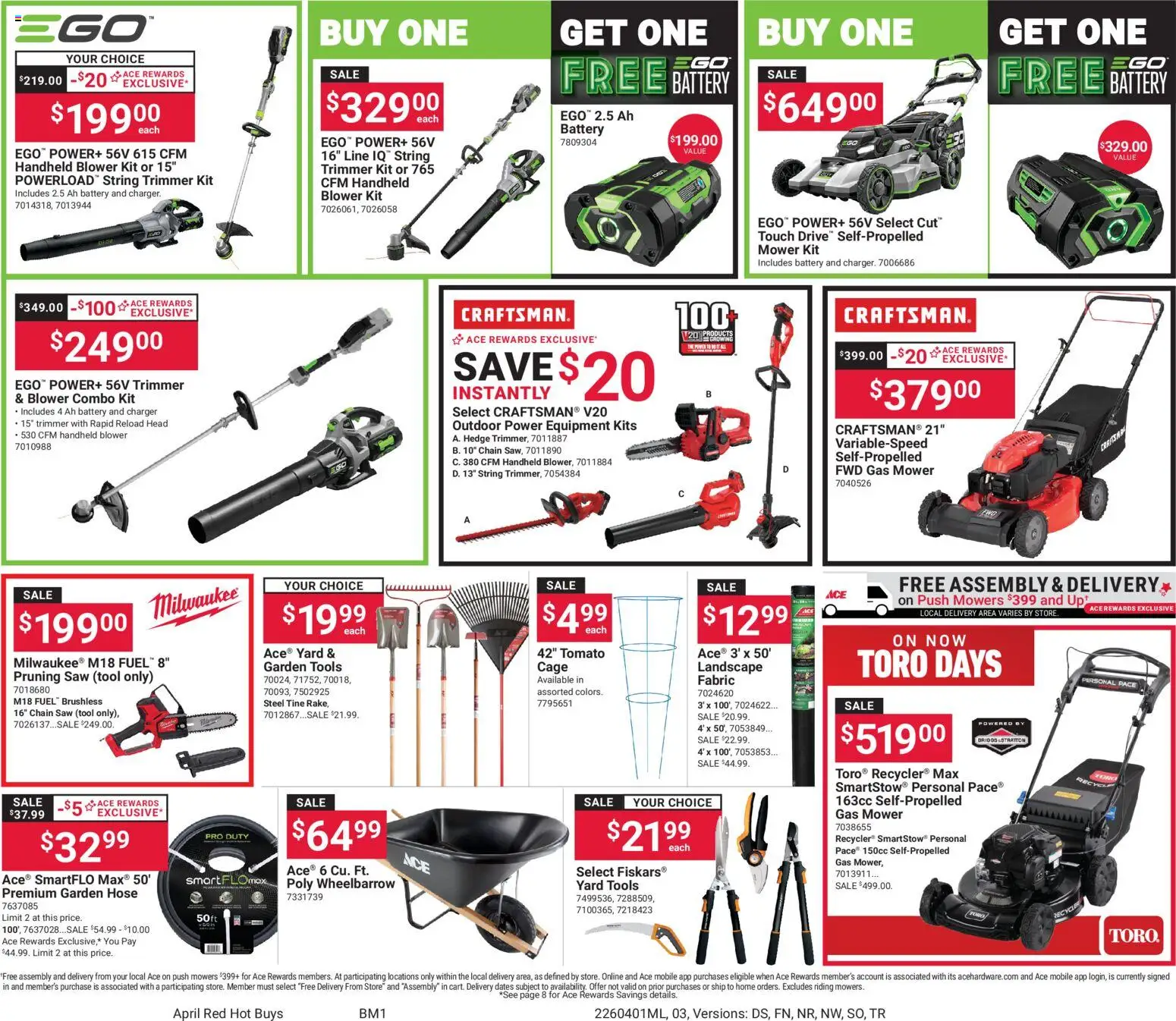 ACE Hardware Weekly Ad - valid from 01.04.2026 | Page: 3 | Products: Mower, Saw, Charger, Blower