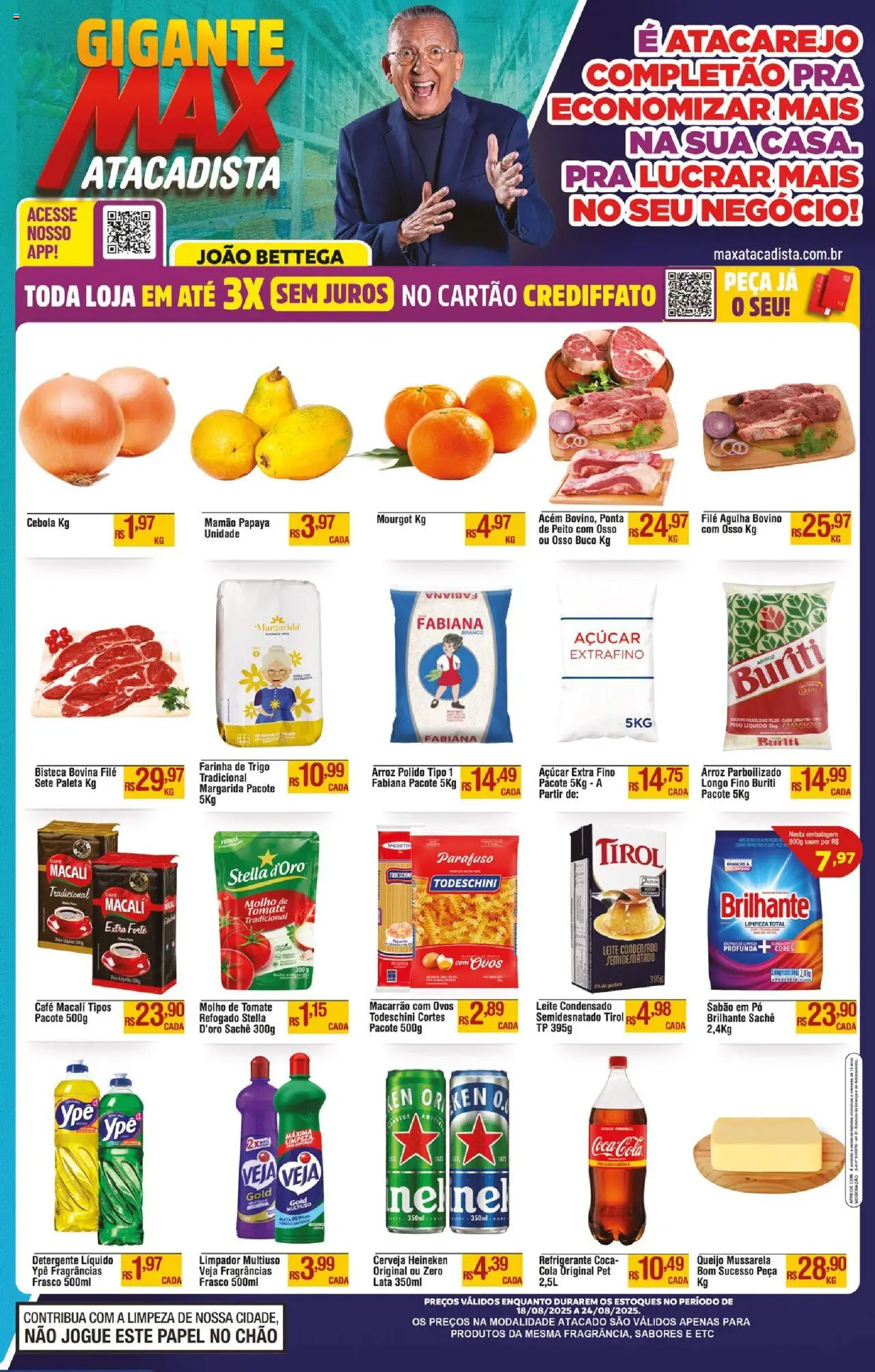 Max Atacadista Folheto - válido de 18.08.2025 | Página: 1 | Produtos: Farinha de trigo, Leite, Queijo, Mussarela