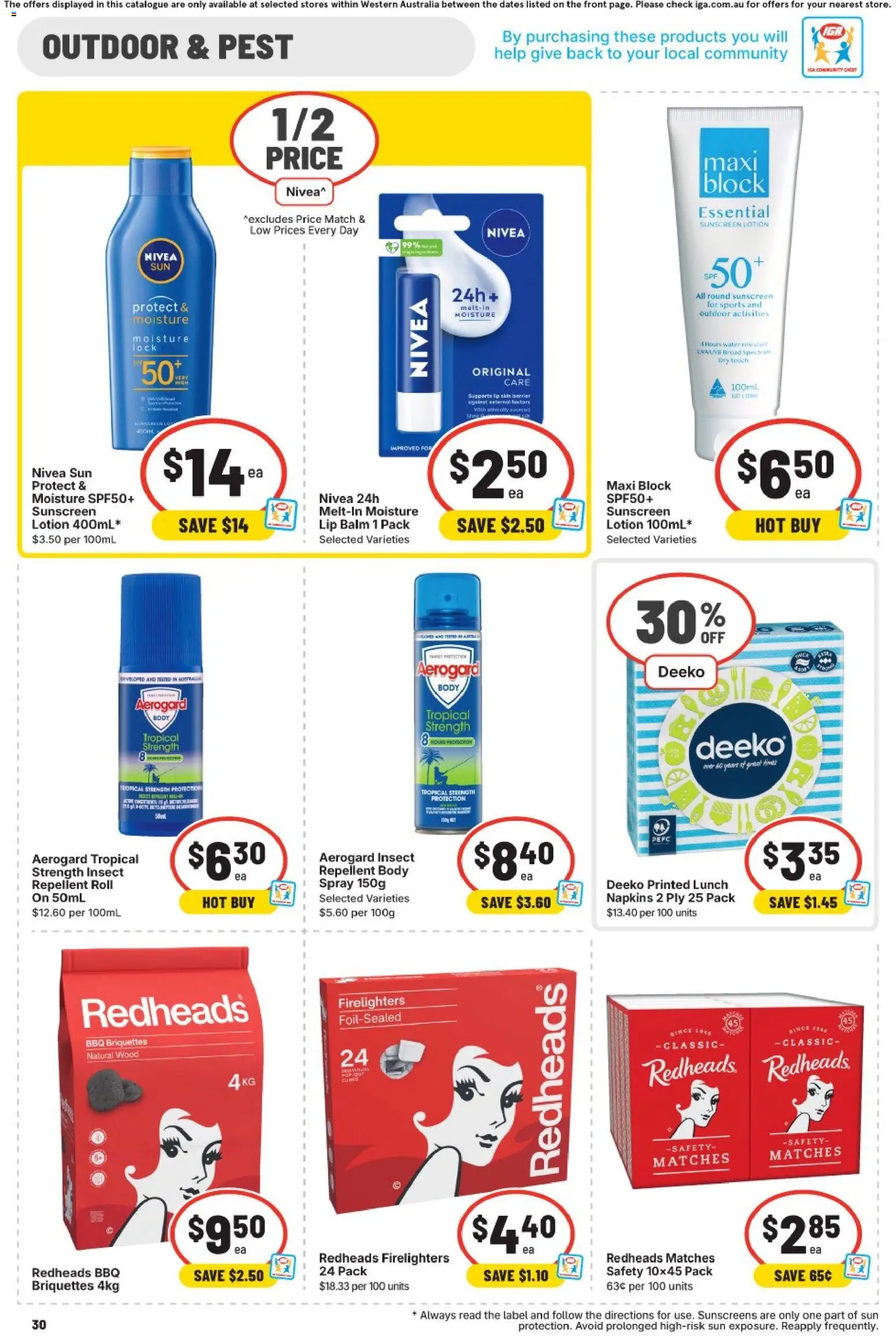 IGA catalogue - valid from 21.01.2026 | Page: 30 | Products: Sunscreen, Napkins, Wood, Water
