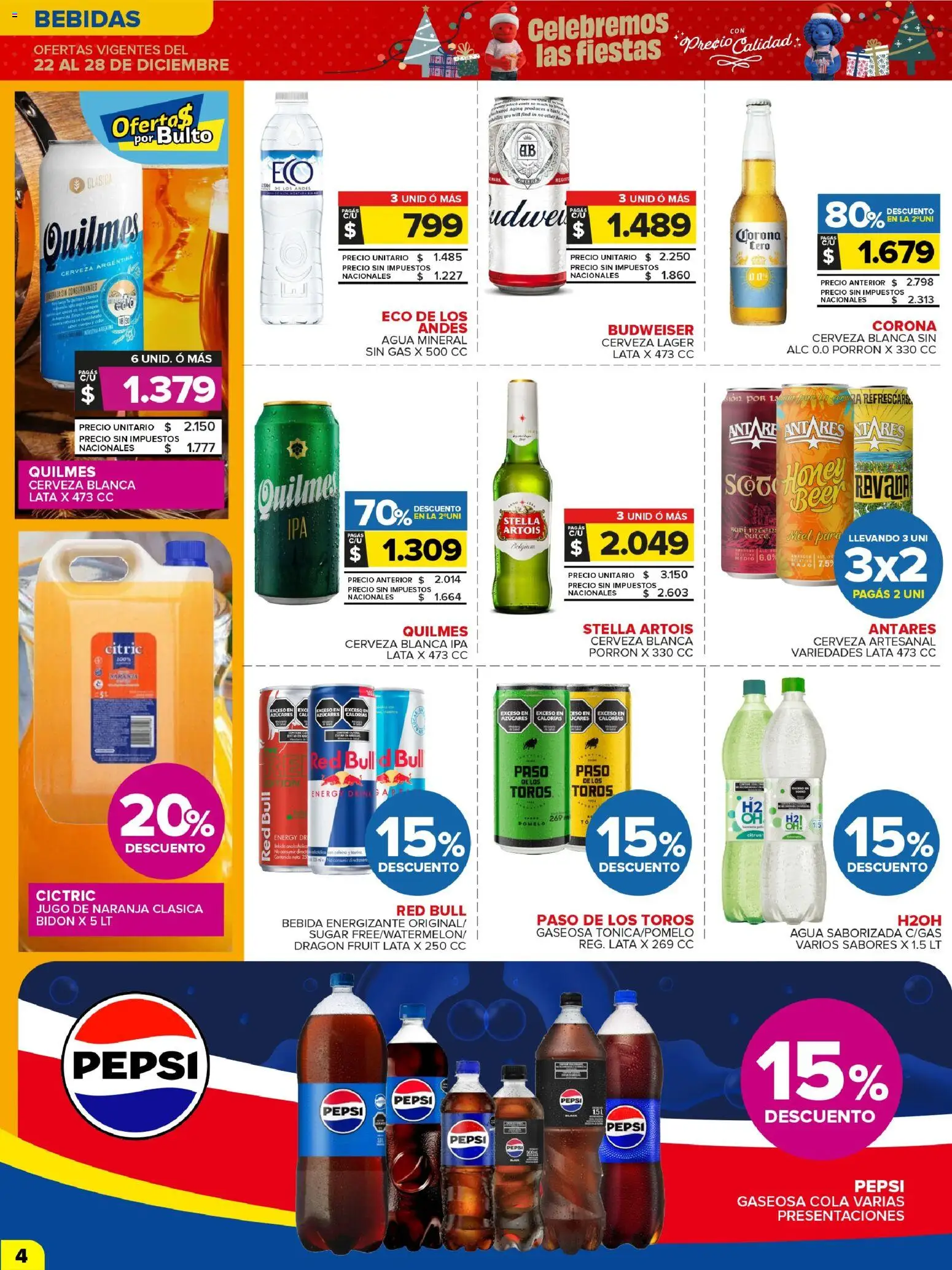 Carrefour Maxi catálogo │ válido desde el 22.12.2025 | Página: 6 | Productos: Gaseosa, Jugo, Cerveza, Agua saborizada