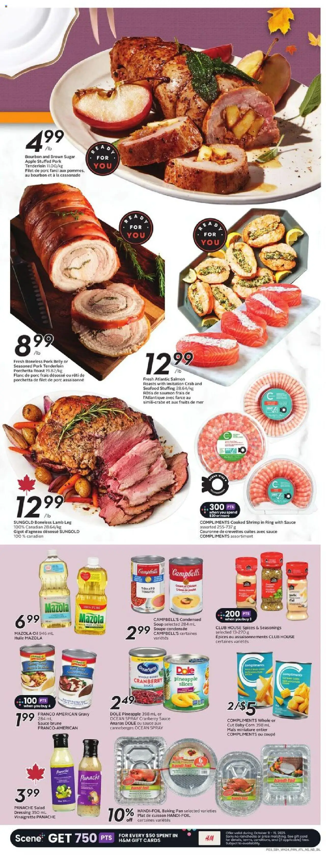 Sobeys flyer valid from 09.10.2025 | Page: 6 | Products: Pineapple, Bourbon, Salad, Chicken