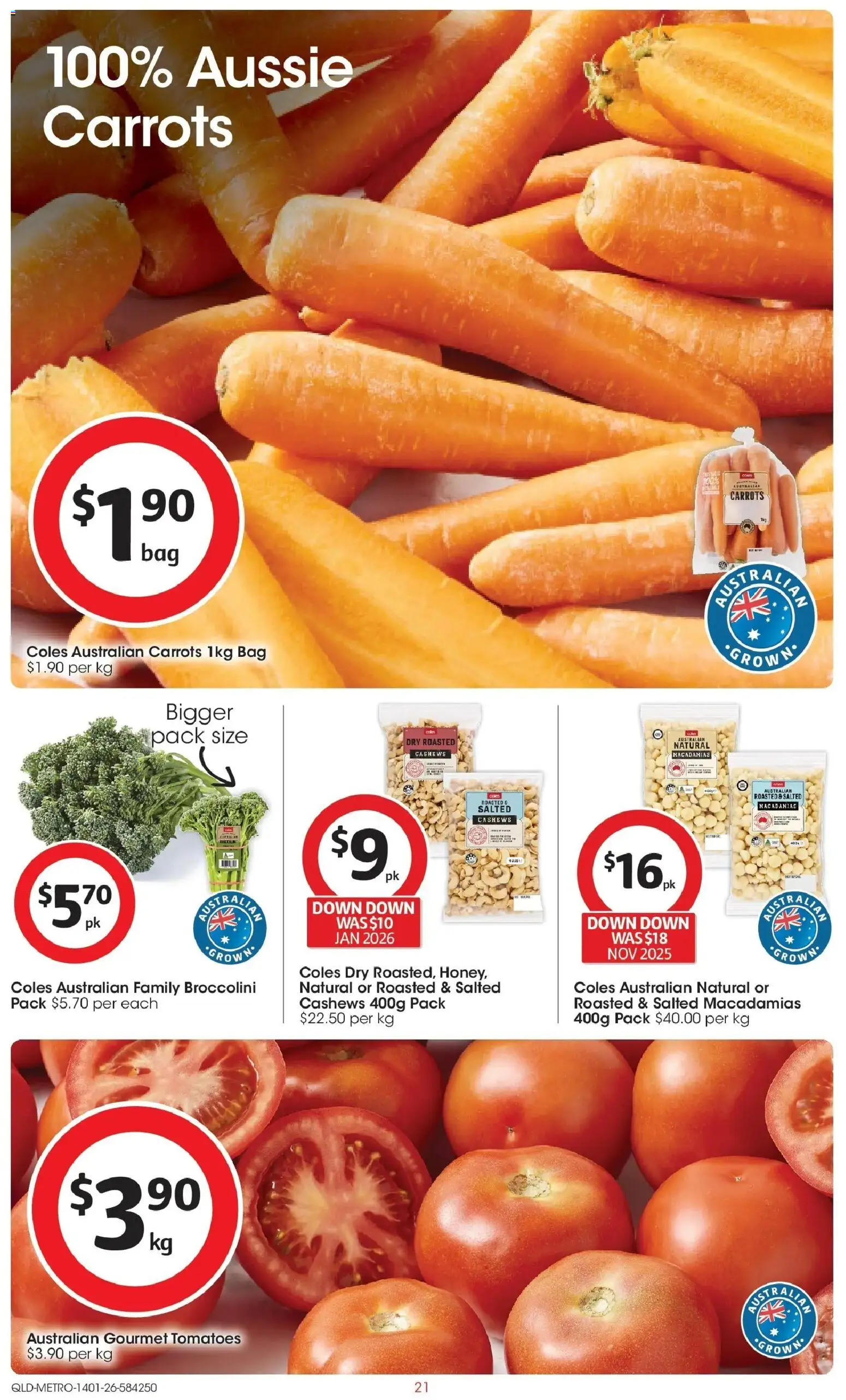 Coles catalogue - valid from 14.01.2026 | Page: 21 | Products: Tomatoes, Carrots, Bag