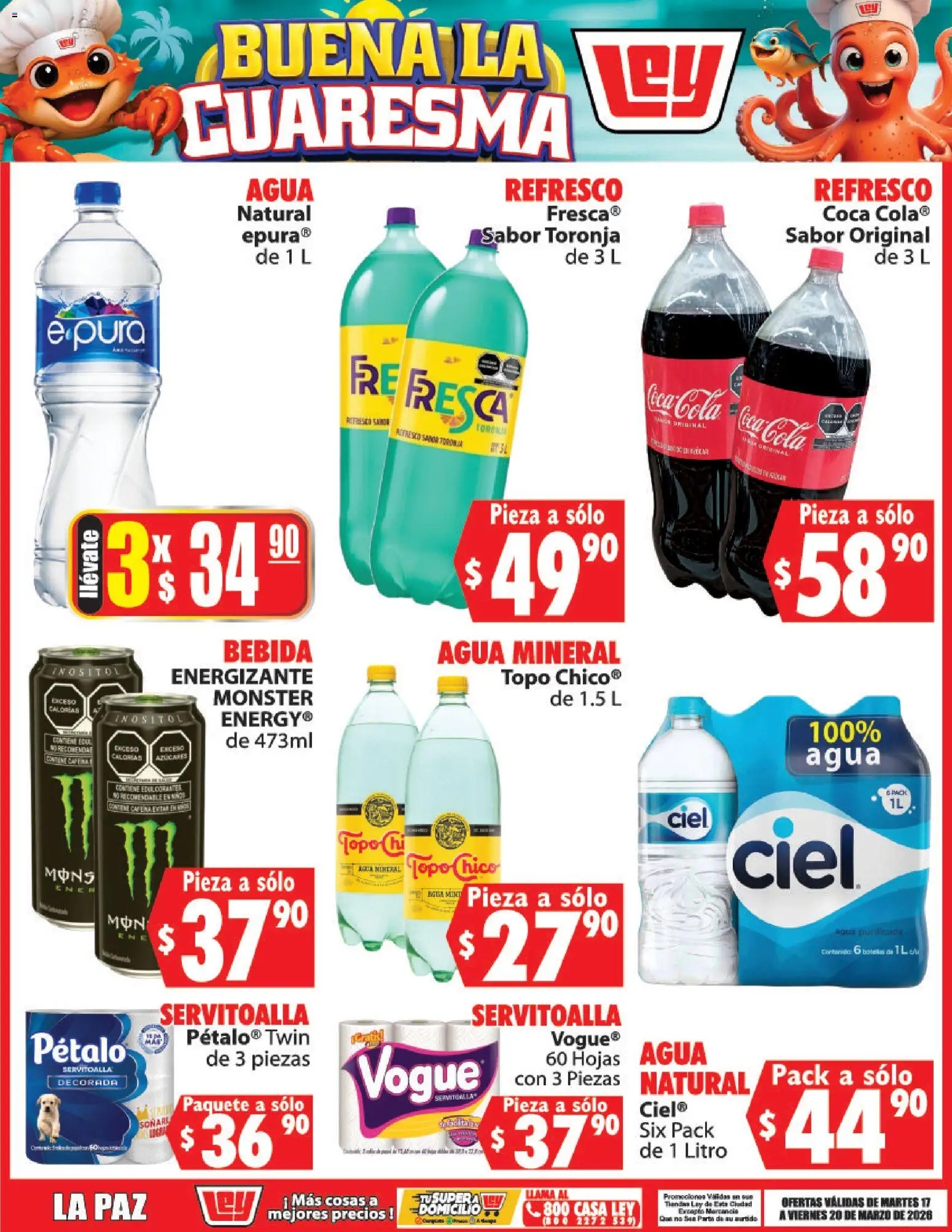 Nuevas ofertas de Casa Ley válidas en toda la República Mexicana desde el 17.03.2026. ¡Encuentra las mejores ofertas en Casa Ley folleto Buena la Cuaresma! | Página: 5 | Productos: Refresco, Agua, Toronja