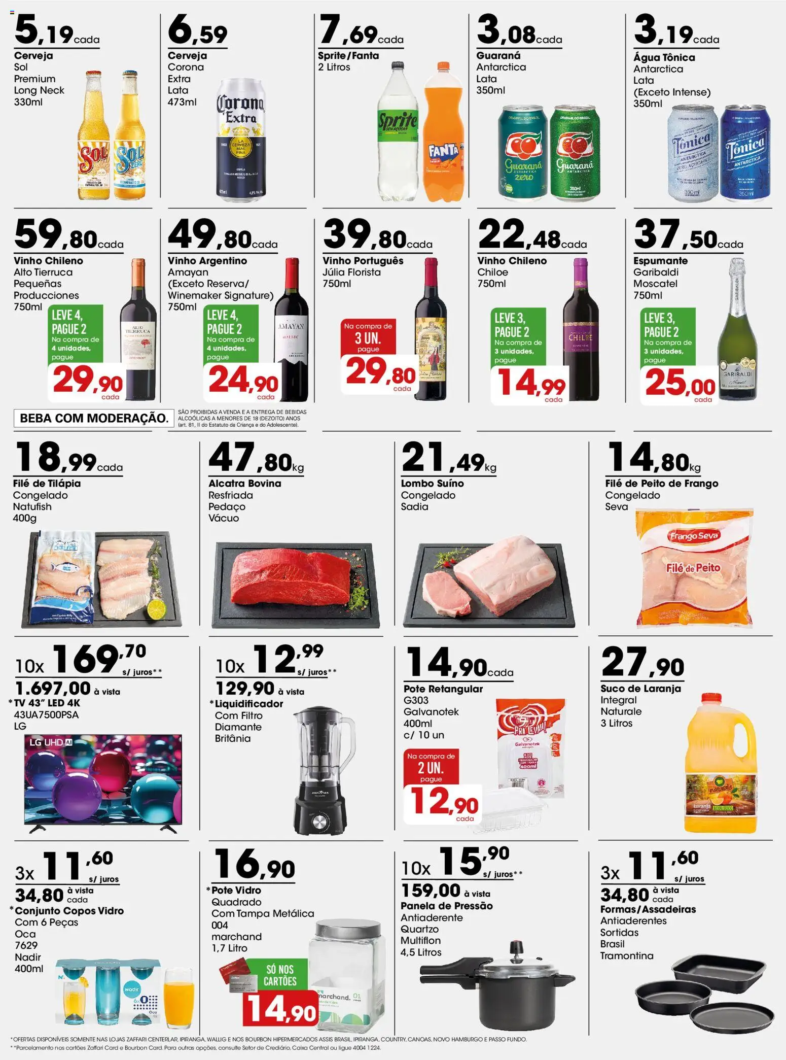 Zaffari Folheto - válido de 09.03.2026 | Página: 3 | Produtos: Alcatra, Suco, Bourbon, Copos