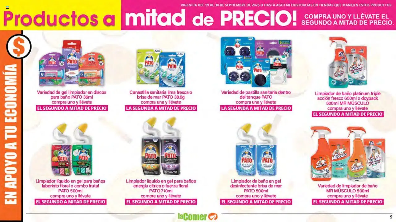 Nuevas ofertas de La Comer válidas en toda la República Mexicana desde el 19.09.2025. ¡Encuentra las mejores ofertas en La Comer - Folleto! | Página: 9 | Productos: Lima, Limpiador, Desinfectante, Baño