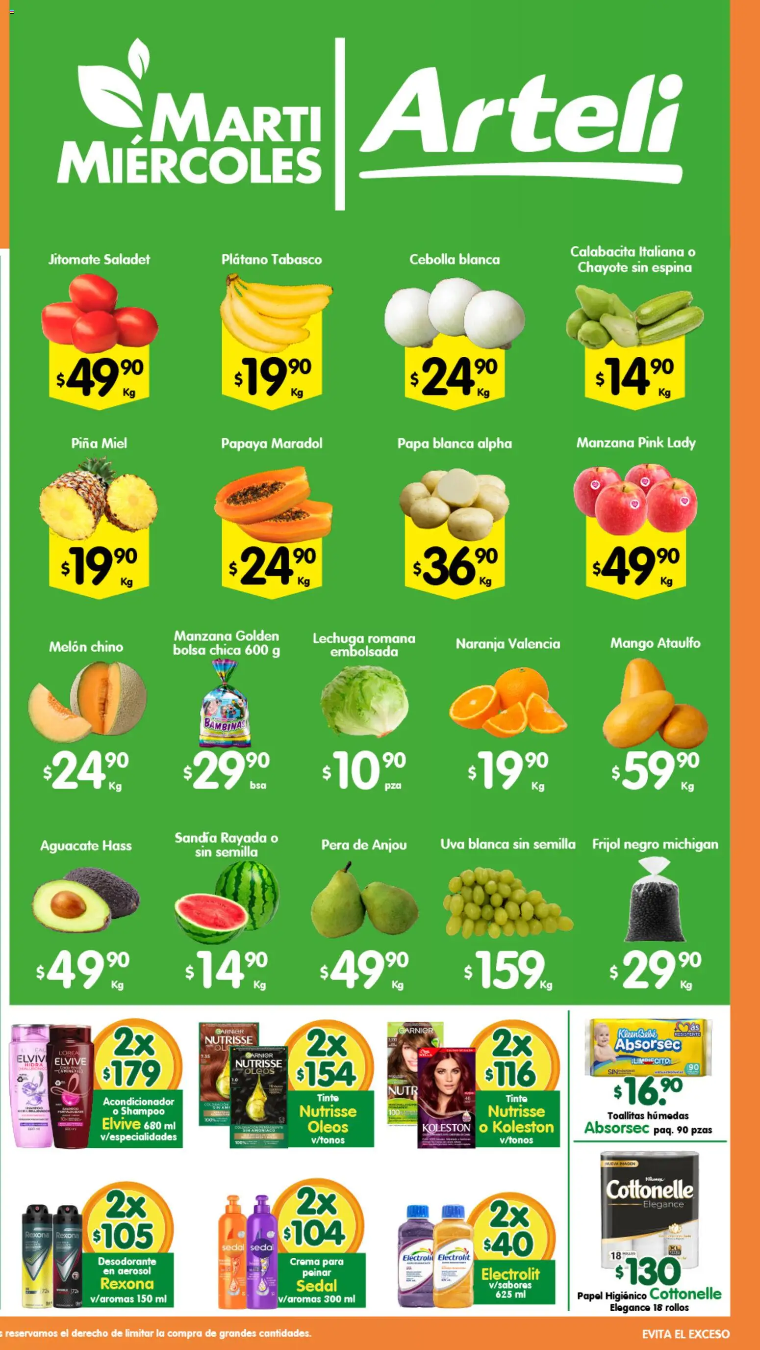 Nuevas ofertas de Arteli válidas en toda la República Mexicana desde el 14.04.2026. ¡Encuentra las mejores ofertas en Arteli folleto Tuxpan! | Página: 2 | Productos: Papa, Melón, Manzana, Acondicionador
