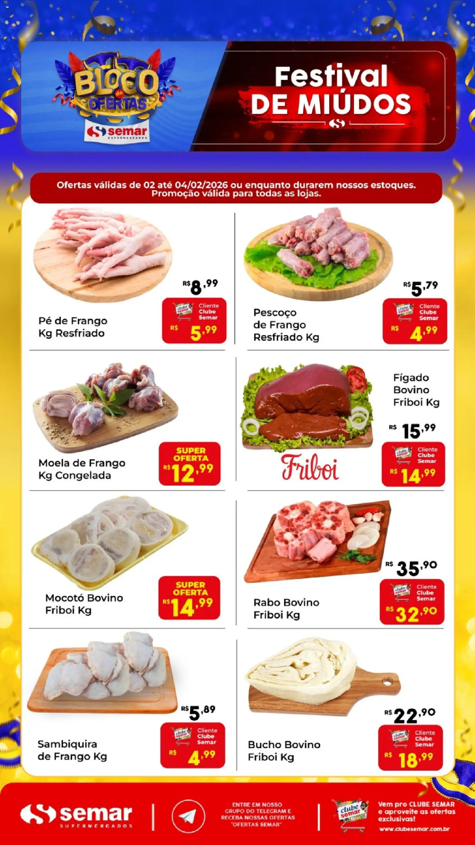 Semar Supermercado Folheto - válido de 02.02.2026 | Página: 1 | Produtos: Moela, Frango