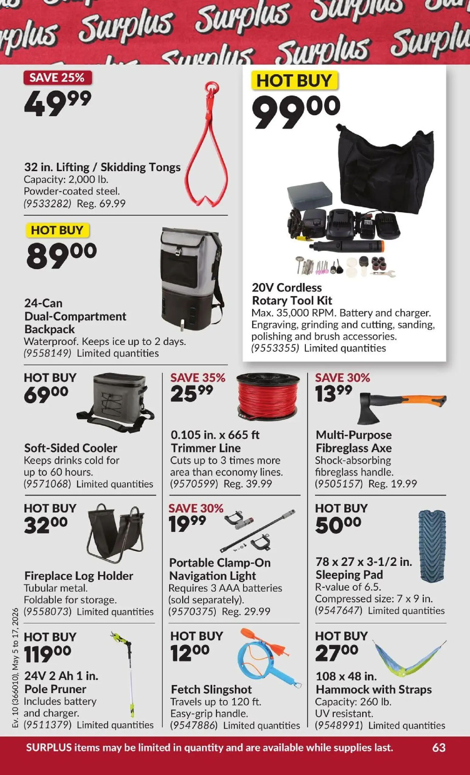 Princess Auto flyer valid from 05.05.2026 | Page: 69 | Products: Backpack, Navigation, Brush, Battery