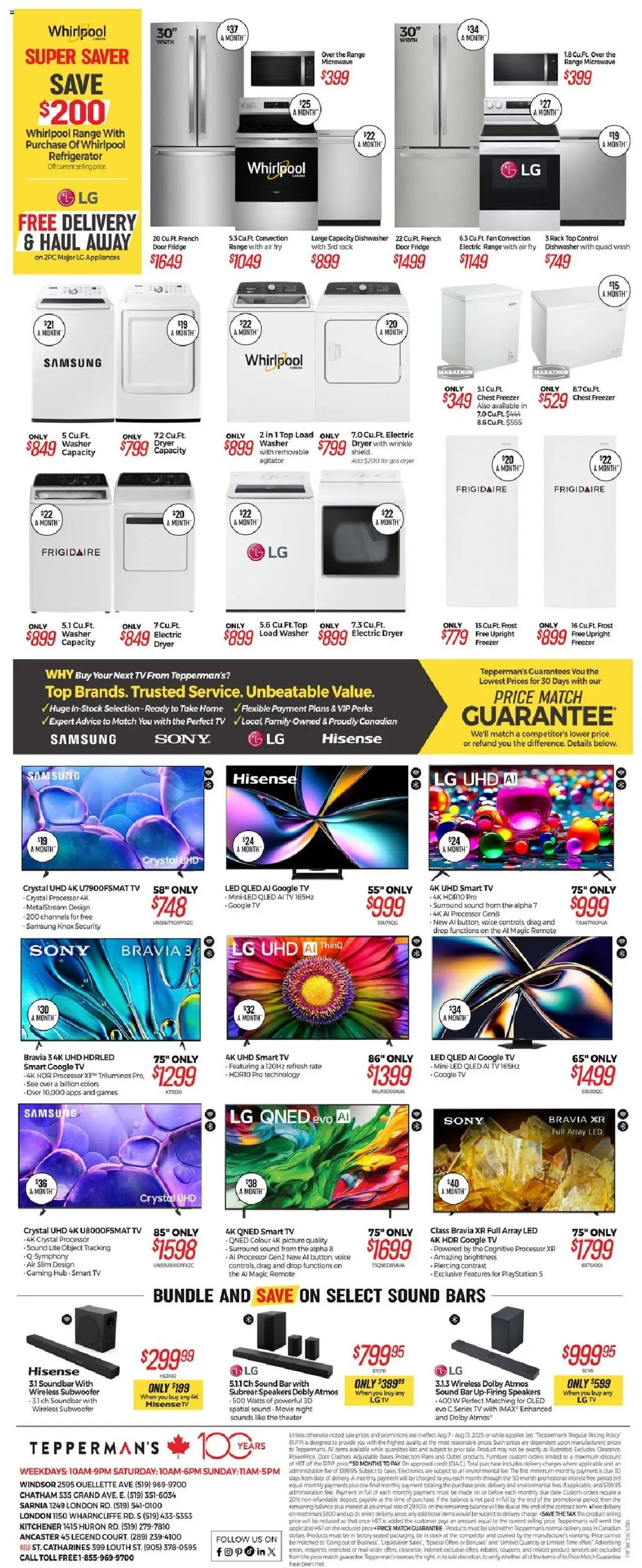 Tepperman's flyer valid from 07.08.2025 | Page: 12 | Products: Tv, Freezer, Dryer, Fan