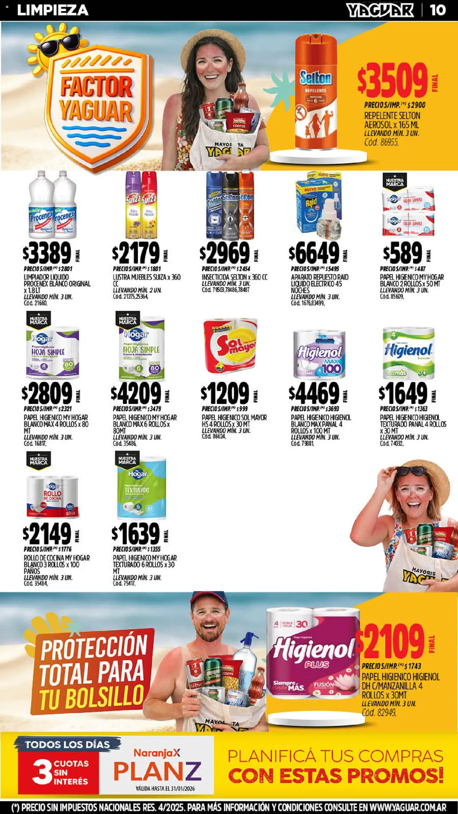 Yaguar - Oferta Semanal Mendoza │ válido desde el 19.01.2026 | Página: 10 | Productos: Repelente, Papel higiénico, Insecticida, Limpiador