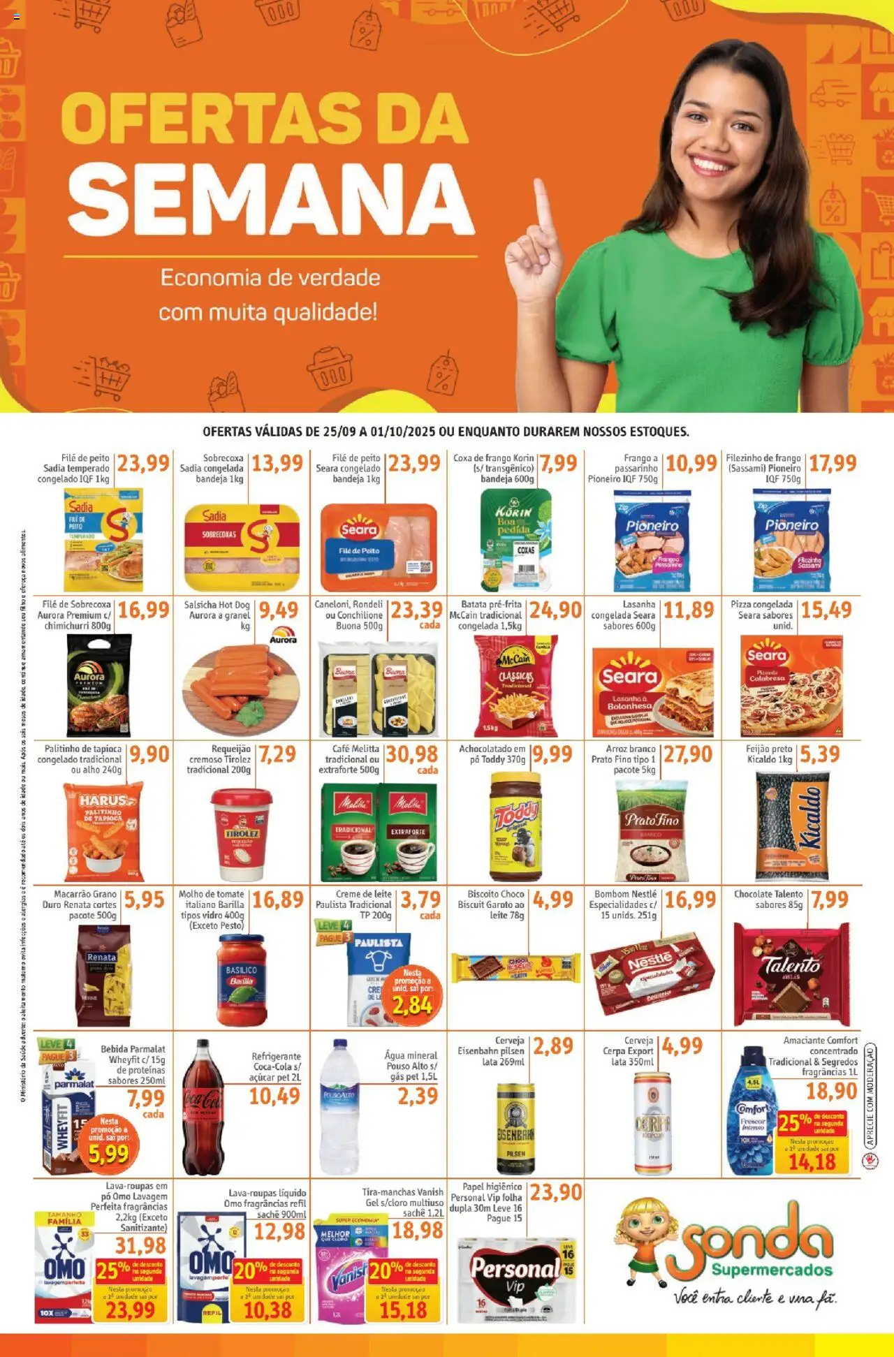Sonda Folheto - válido de 25.09.2025 | Página: 1 | Produtos: Biscoito, Refrigerante, Frango, Bombom