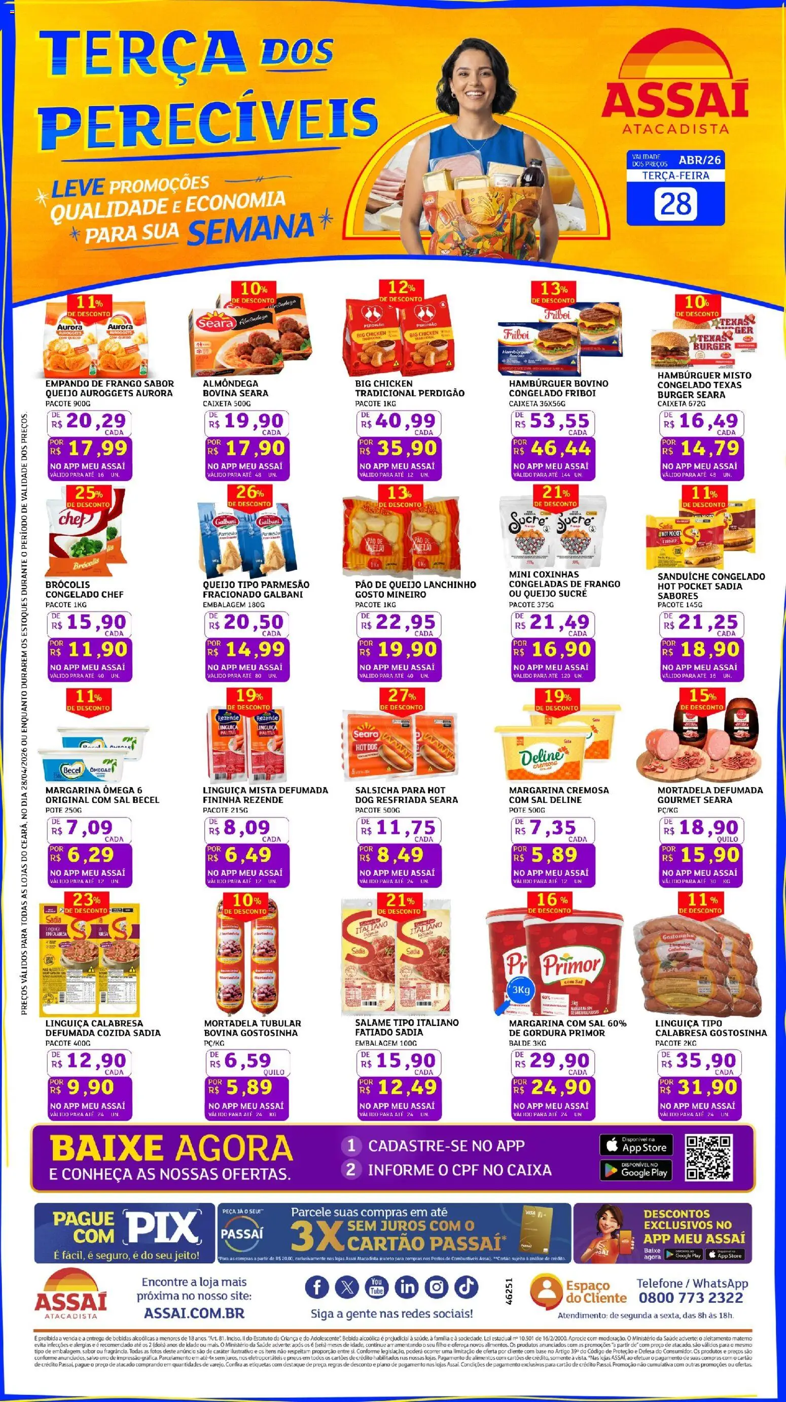 Assaí Atacadista Folheto - válido de 28.04.2026 | Página: 1 | Produtos: Mortadela, Base, Telefone, Frango