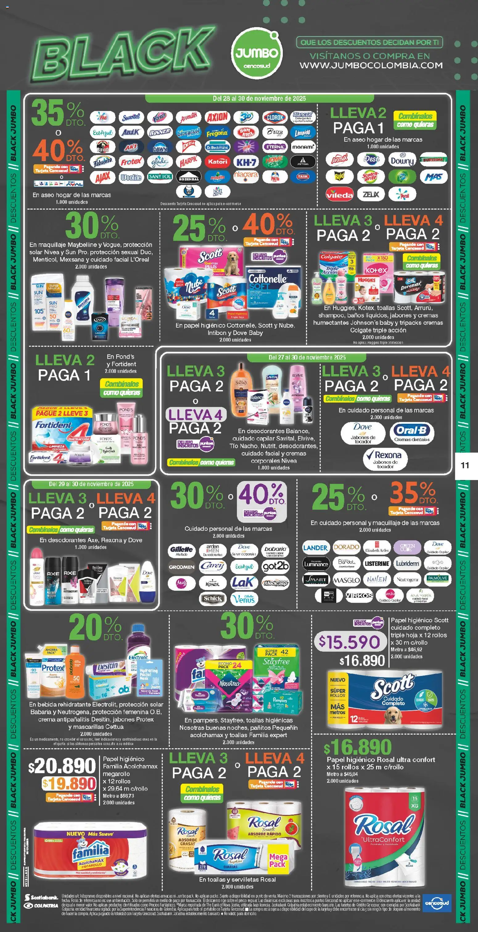 Jumbo revista - valida desde el 27.11.2025 | Página: 11 | Productos: Crema, Toallas, Maquillaje, Papel higiénico