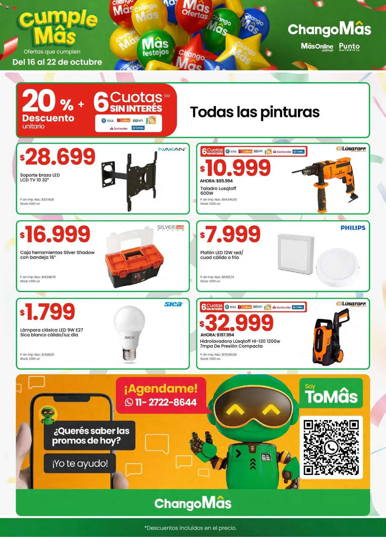 Changomas ofertas │ válido desde el 16.10.2025 | Página: 14 | Productos: Caja, Bandeja, Taladro, Té