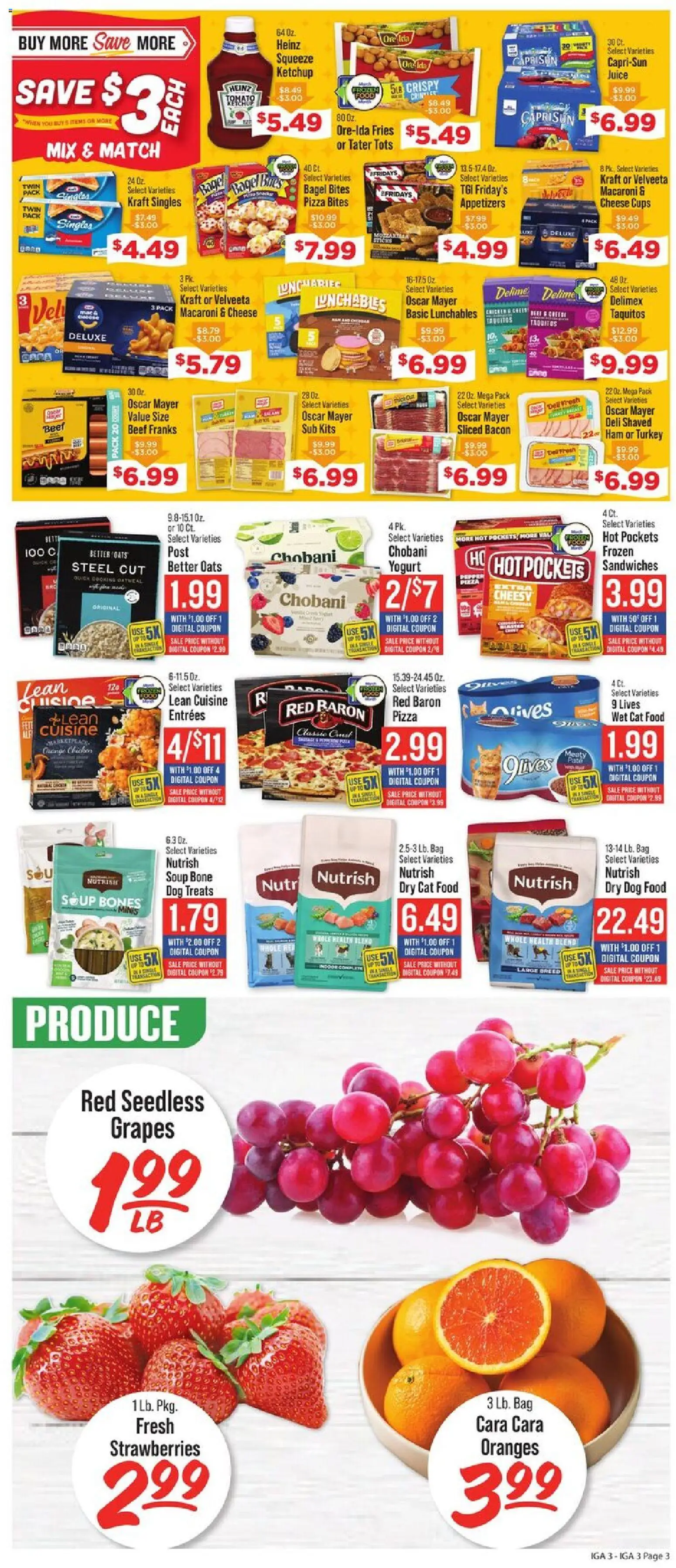 IGA Weekly Ad - valid from 11.03.2026 | Page: 4 | Products: Dog Treats, Juice, Beef, Grapes