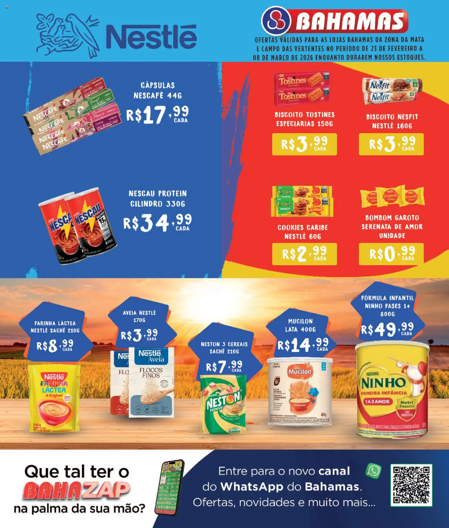 Bahamas Supermercados Folheto - válido de 23.02.2026 | Página: 1 | Produtos: Biscoito, Cereais, Cookies, Bombom