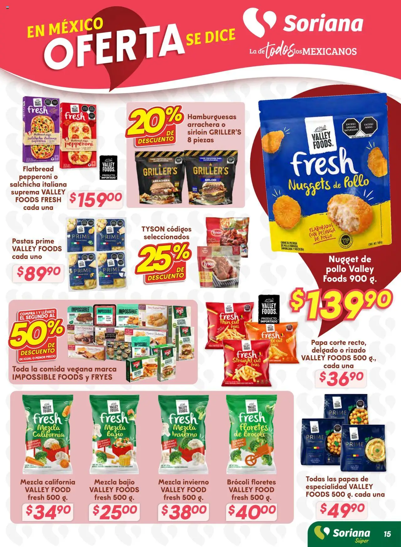 Nuevas ofertas de Soriana válidas en toda la República Mexicana desde el 16.10.2025. ¡Encuentra las mejores ofertas en Soriana - Preciazazaso Súper: Valle de México! | Página: 22 | Productos: Pollo, Papa, Salchicha, Brocoli