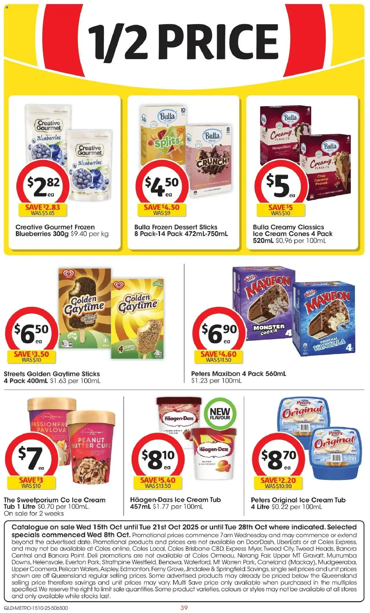 Coles catalogue - valid from 15.10.2025 | Page: 39 | Products: Cups, Ice cream, Blueberries, Raspberry