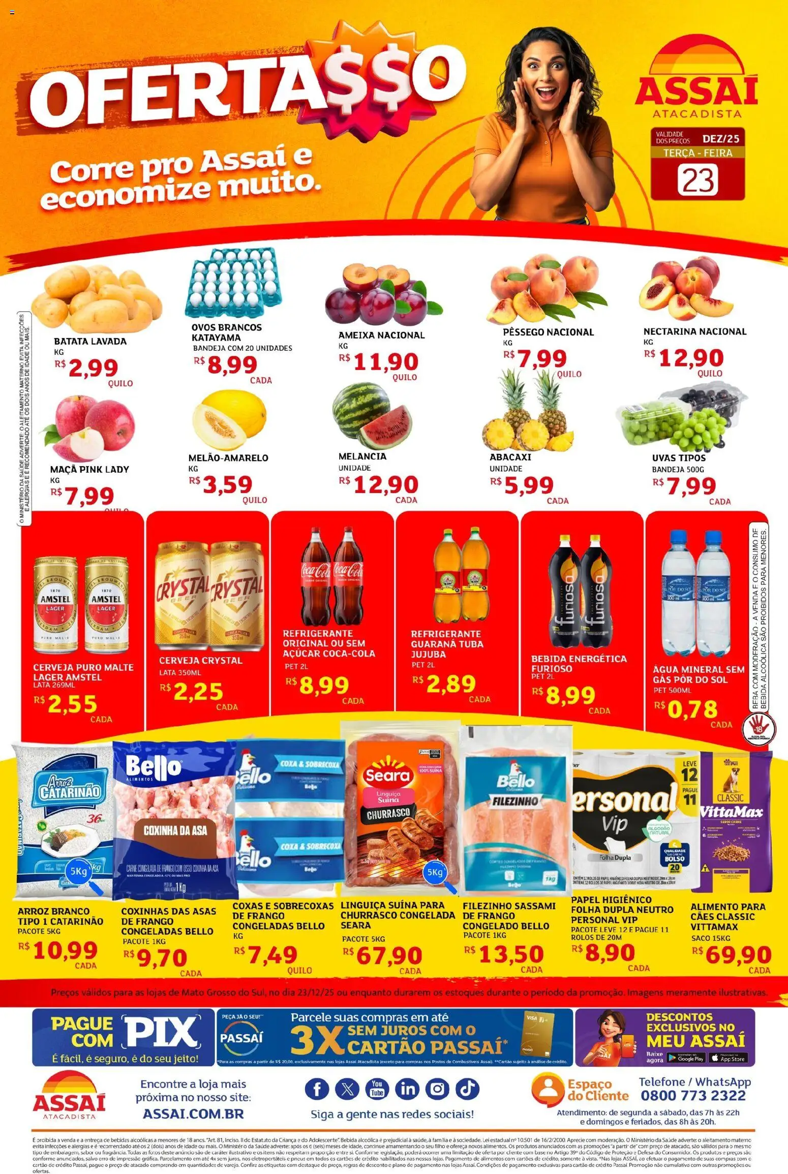 Assaí Atacadista Folheto - válido de 23.12.2025 | Página: 1 | Produtos: Linguiça, Refrigerante, Batata, Ameixa