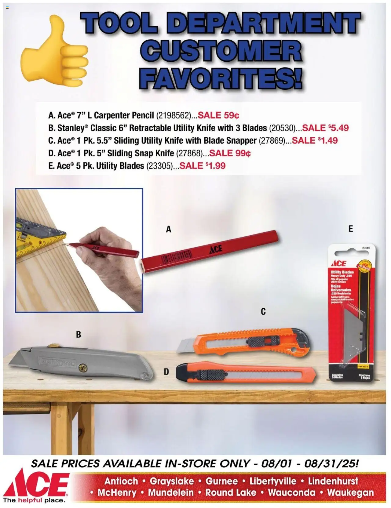 ACE Hardware Weekly Ad - valid from 01.08.2025 | Page: 6 | Products: Utility Knife, Pencil