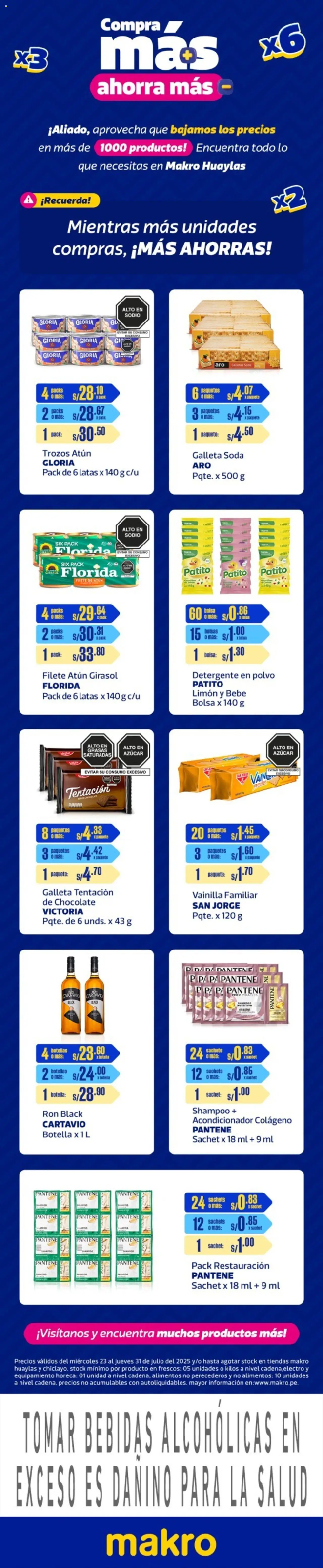 Catálogo Makro válido desde 23.07.2025 | Página: 1 | Productos: Chocolate, Galletas, Bolsa, Polvo