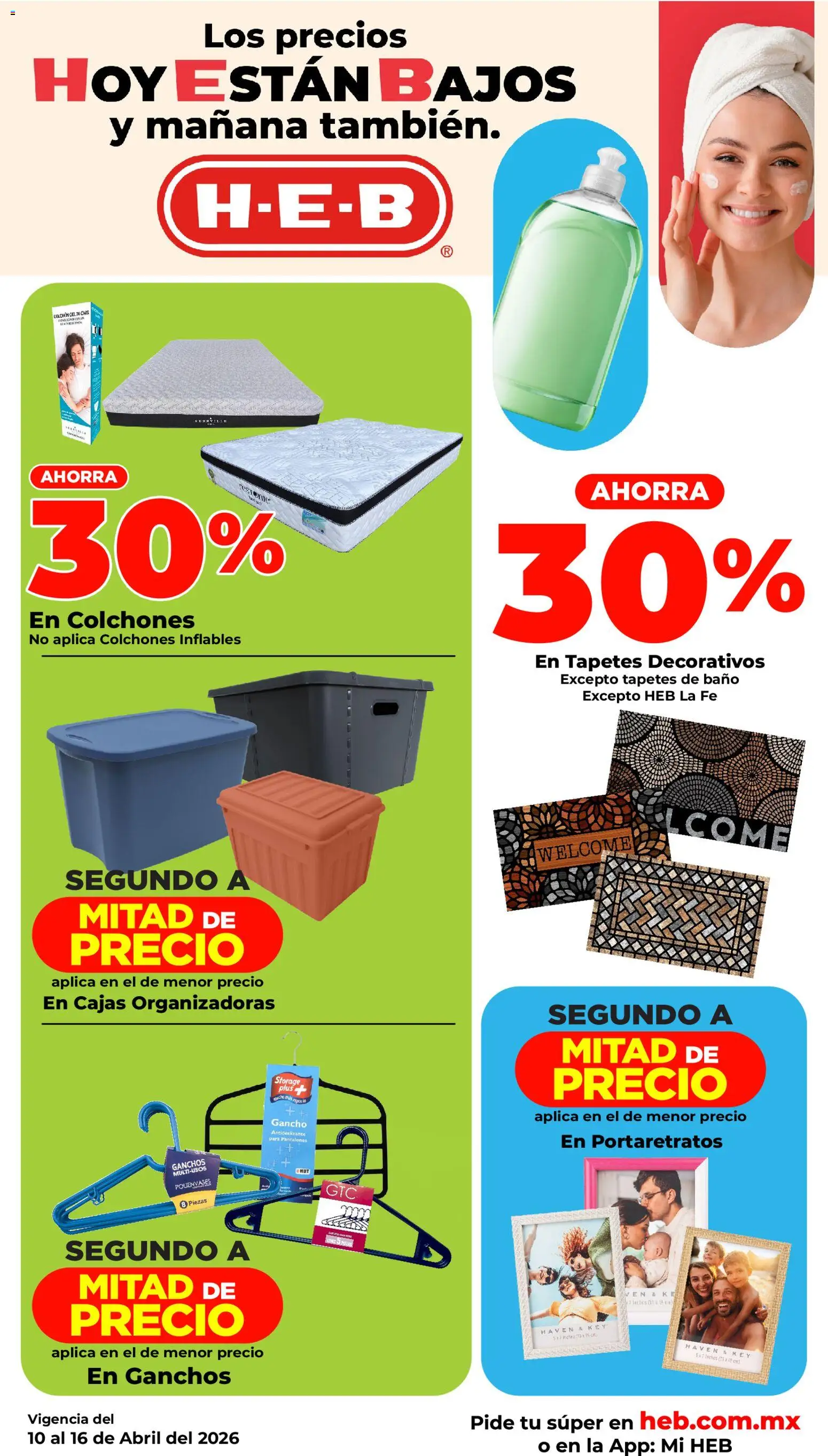 Nuevas ofertas de H-E-B válidas en toda la República Mexicana desde el 10.04.2026. ¡Encuentra las mejores ofertas en H-E-B folleto! | Página: 12 | Productos: Pantalones, Colchón, Baño